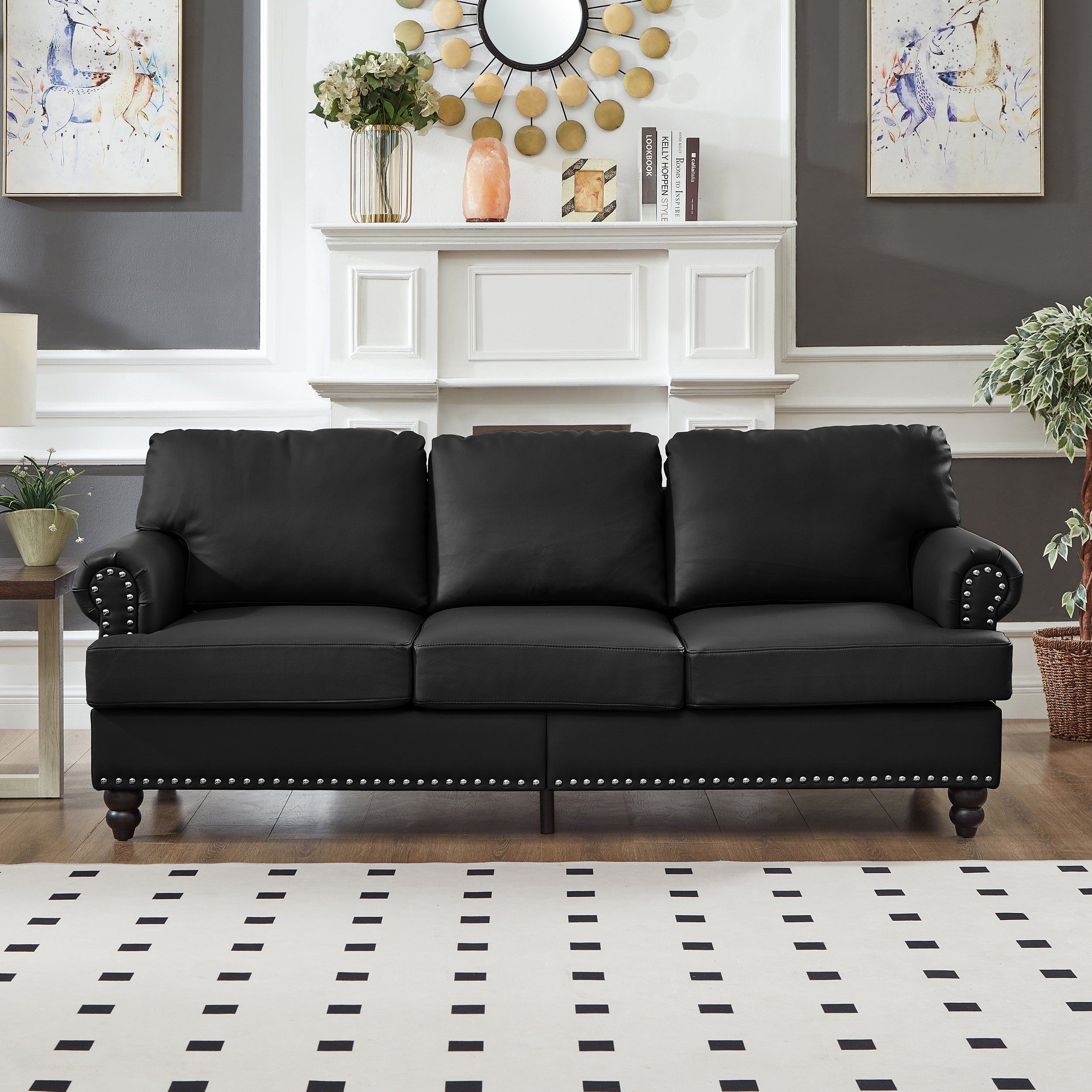 83" Modern Classic Design Leather Sofa