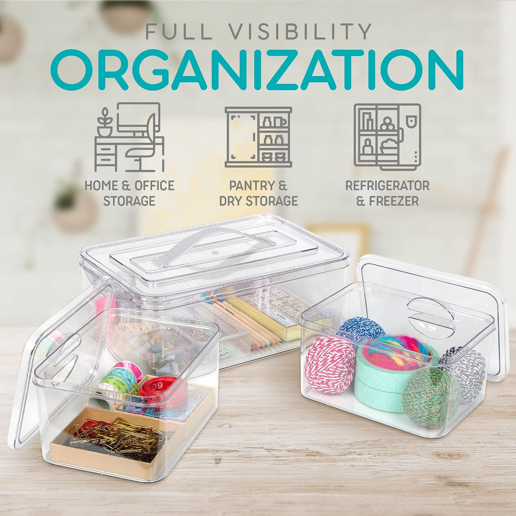 Clear Organizer Bins with Lids – Stackable Storage Containers for Home Organization