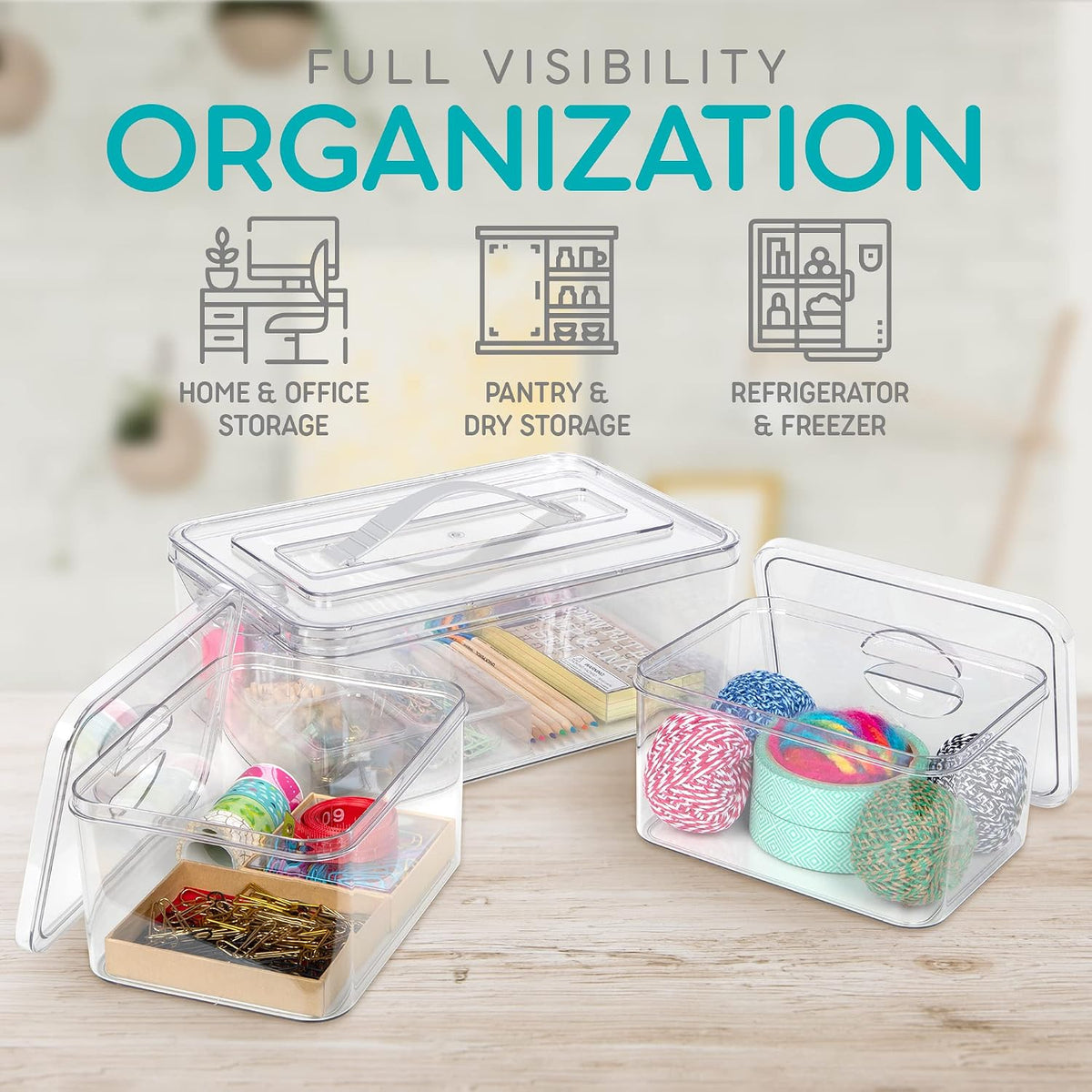 Clear Organizer Bins with Lids – Stackable Storage Containers for Home Organization