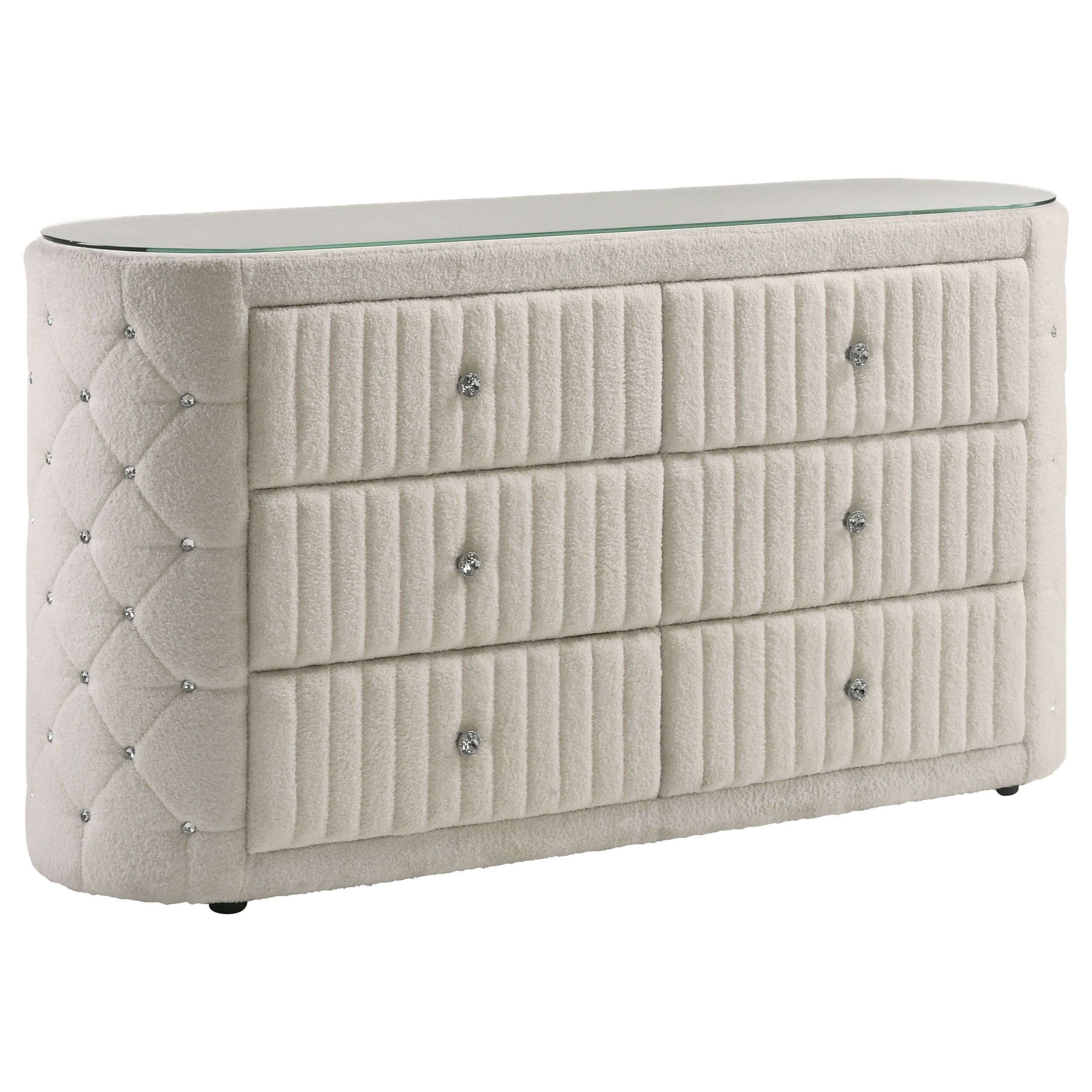 Sonya 6-drawer Upholstered Bedroom Dresser Ivory-