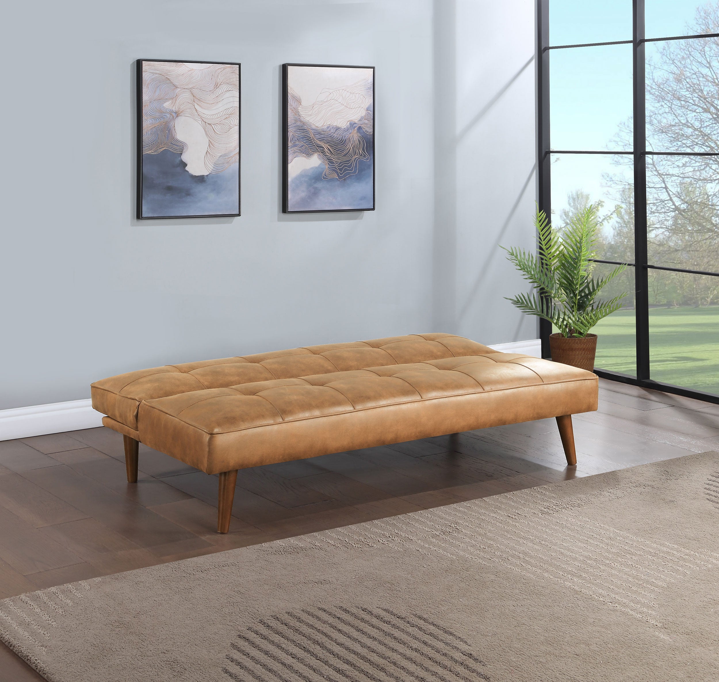 Jenson Upholstered Tufted Convertible Sofa Bed Saddle Brown-