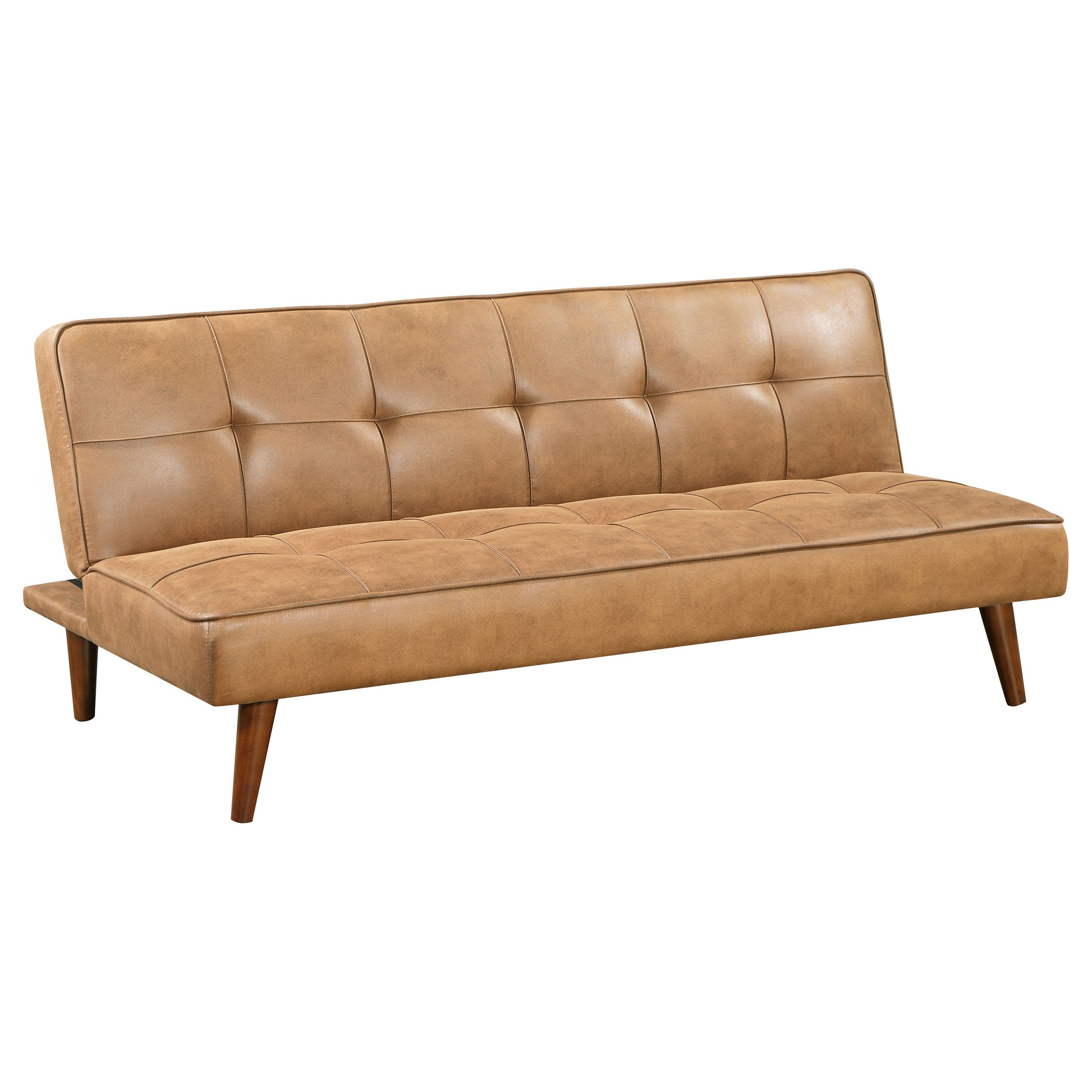 Jenson Upholstered Tufted Convertible Sofa Bed Saddle Brown-