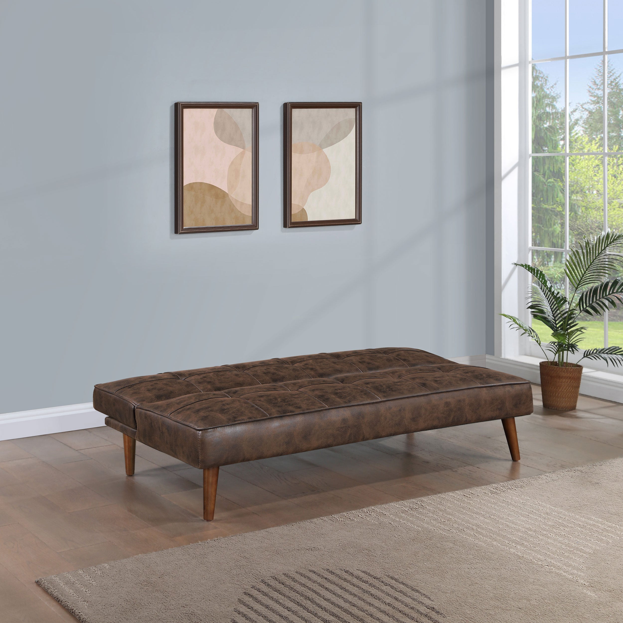 Jenson Upholstered Tufted Convertible Sofa Bed Dark Coffee-