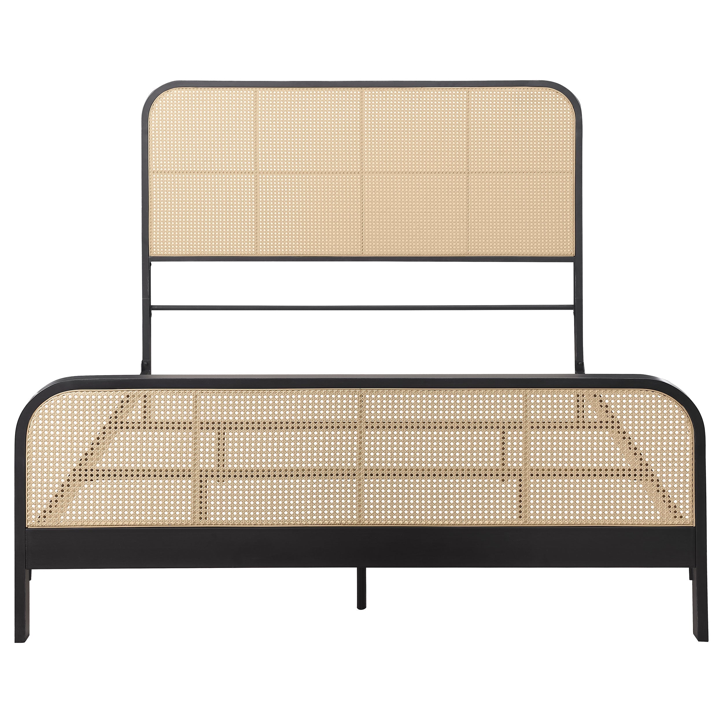 Lanewood Open Cane Webbing Metal Queen Bed Black-