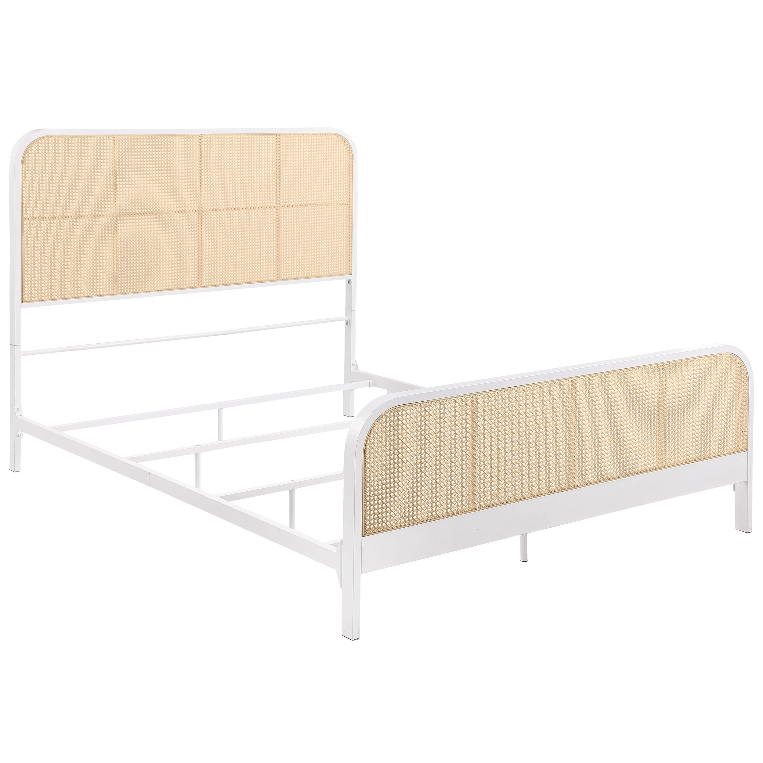 Lanewood Open Cane Webbing Metal Queen Bed White-