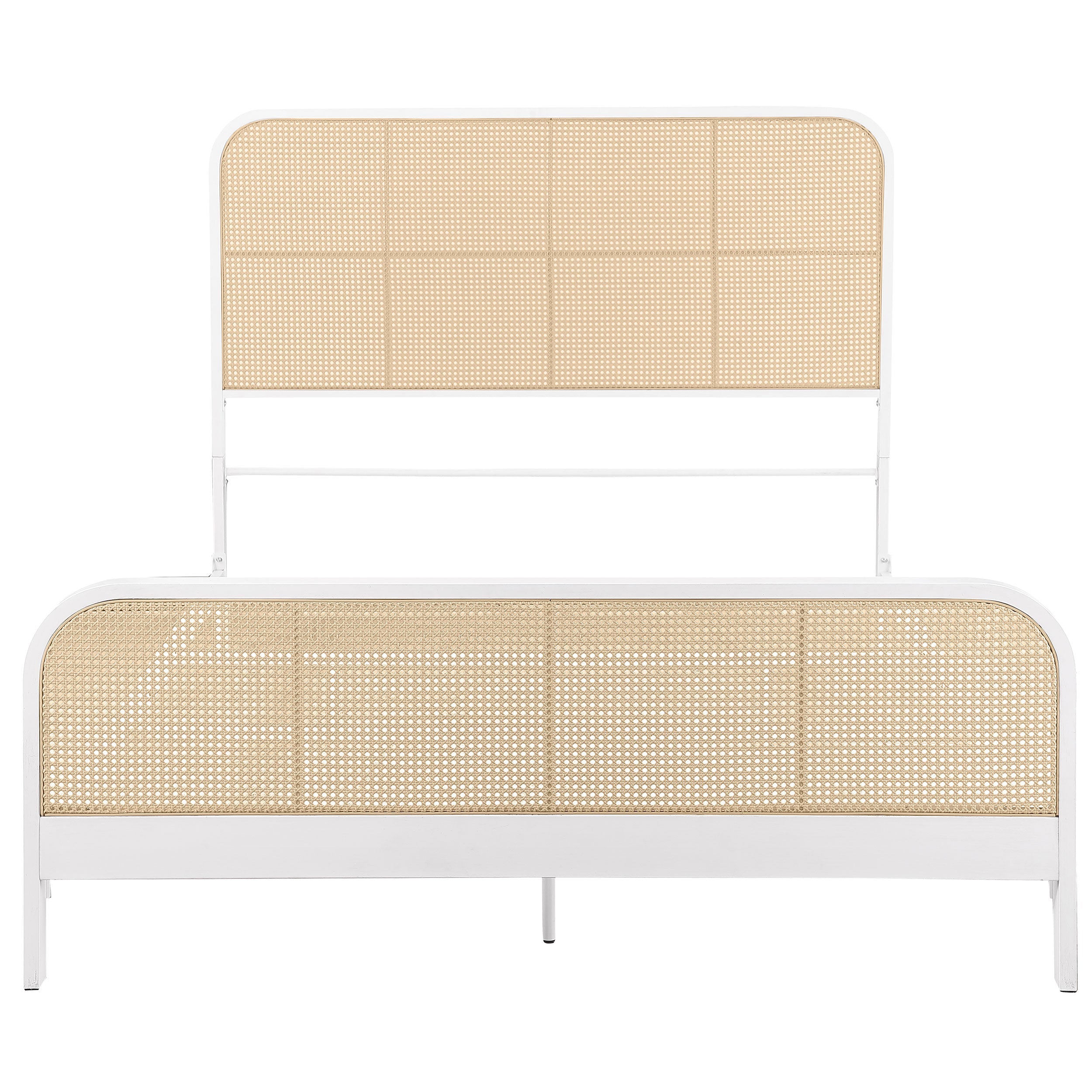 Lanewood Open Cane Webbing Metal Queen Bed White-