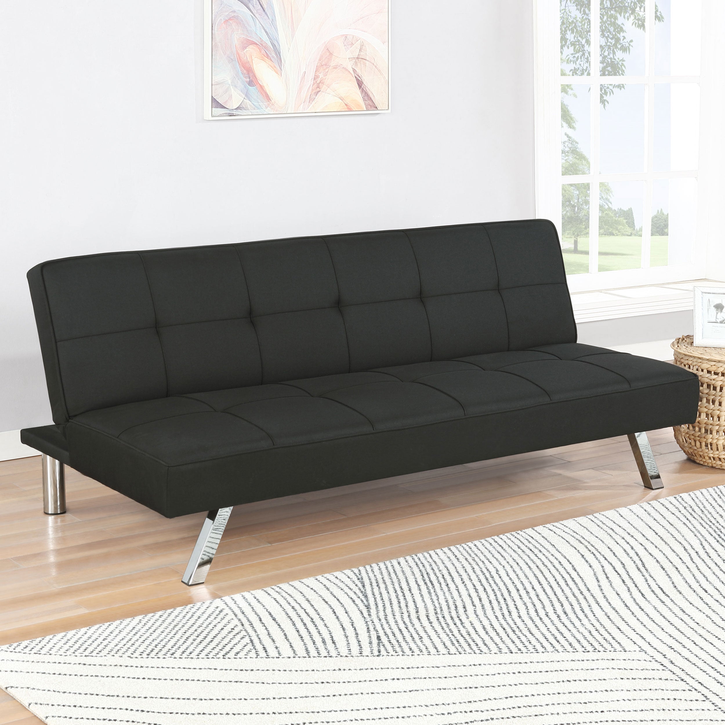 Joel Upholstered Tufted Convertible Sofa Bed Black-CoasterEveryday
