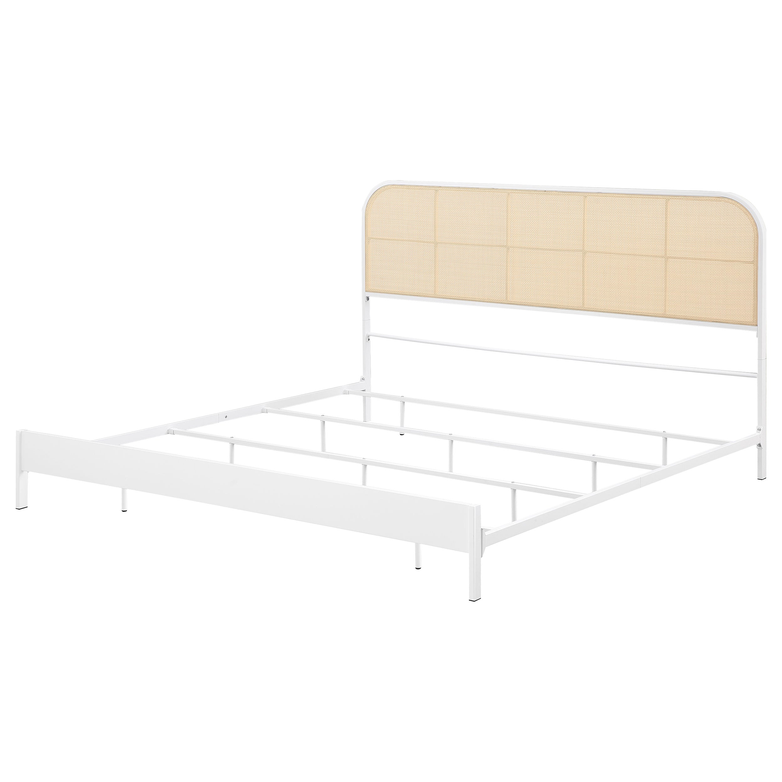 Amherst Radio Weave Rattan Metal Eastern King Bed White-