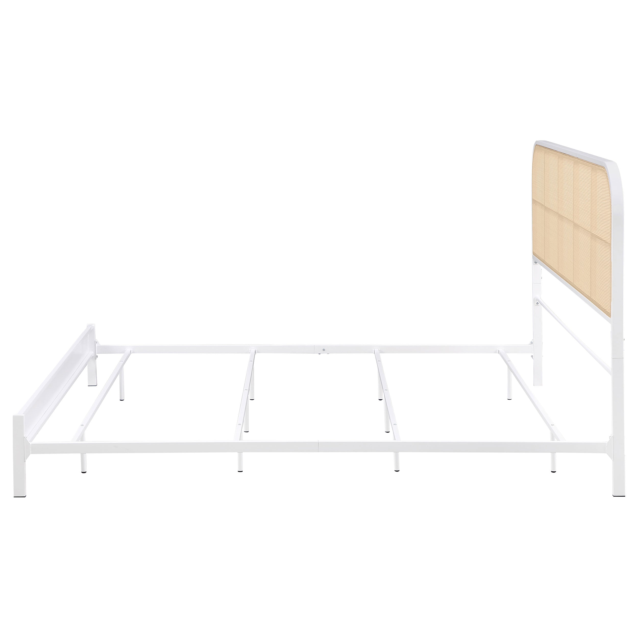Amherst Radio Weave Rattan Metal Eastern King Bed White-