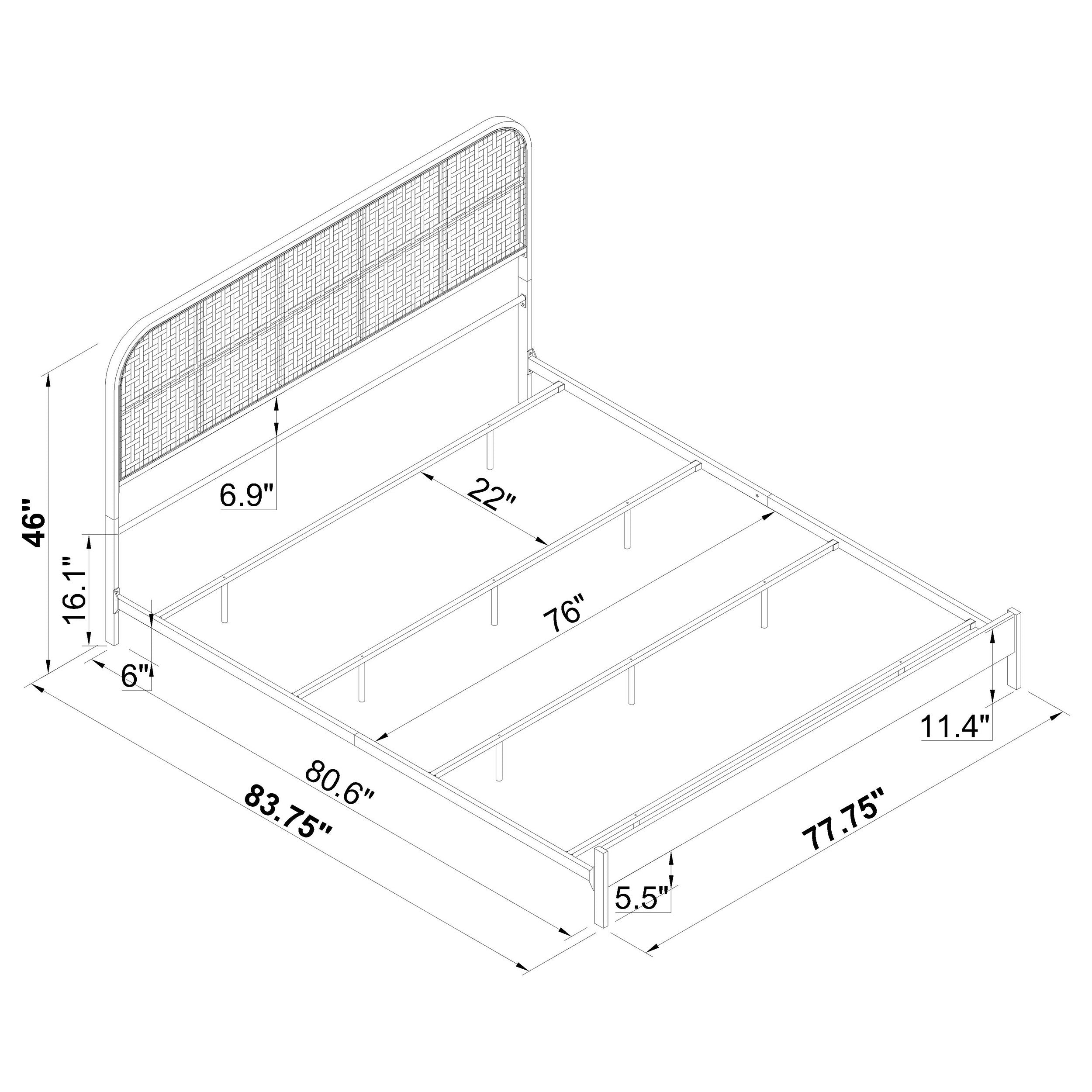Amherst Radio Weave Rattan Metal Eastern King Bed White-