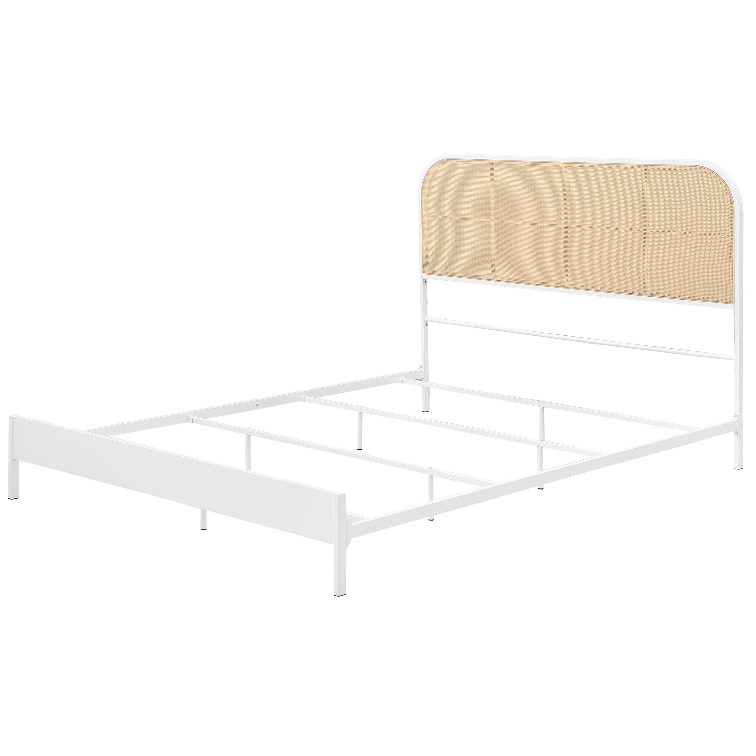 Amherst Radio Weave Rattan Metal Queen Bed White-