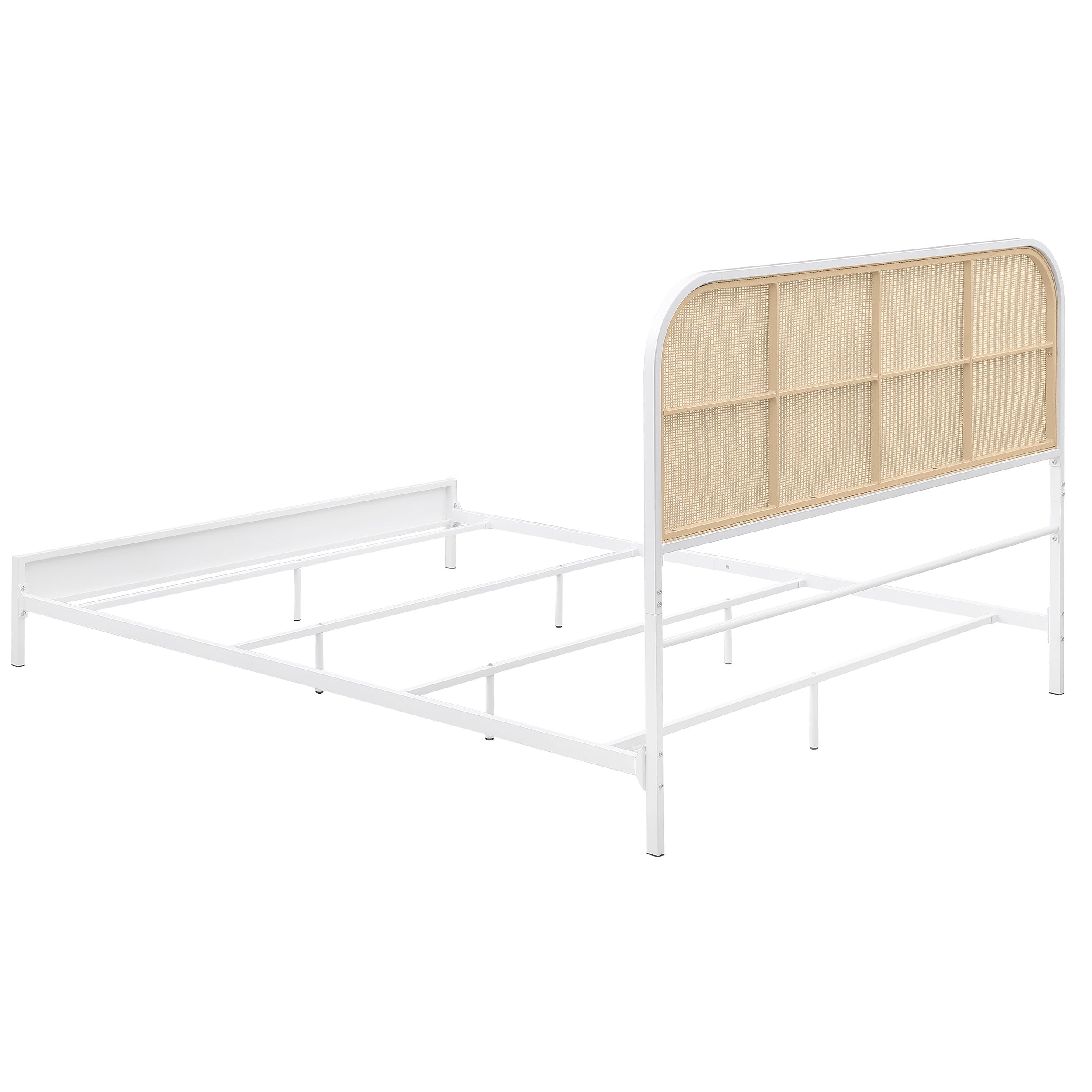 Amherst Radio Weave Rattan Metal Queen Bed White-
