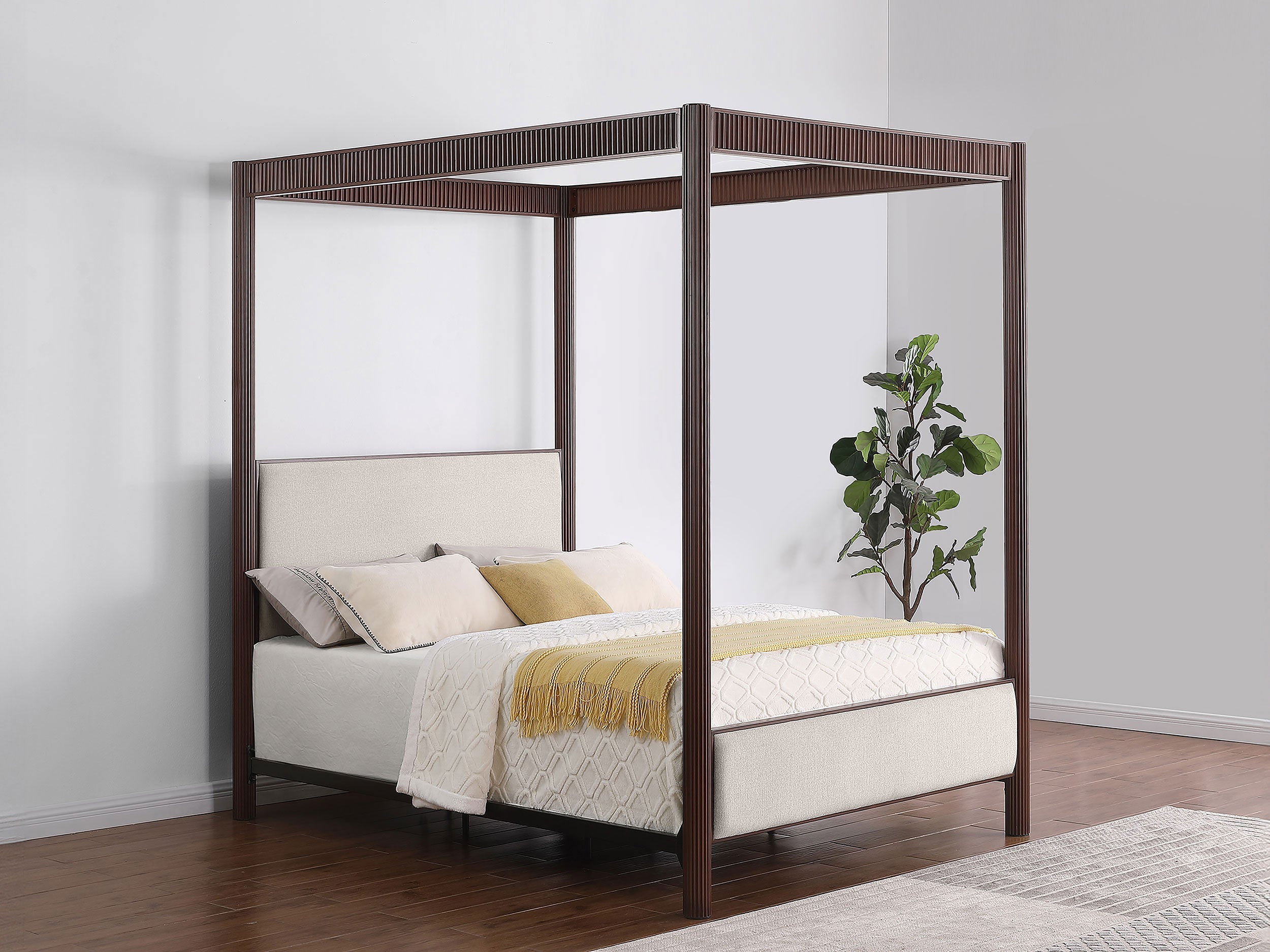 Zimmerlee 89-inch Metal Queen Canopy Bed Rust Brown-