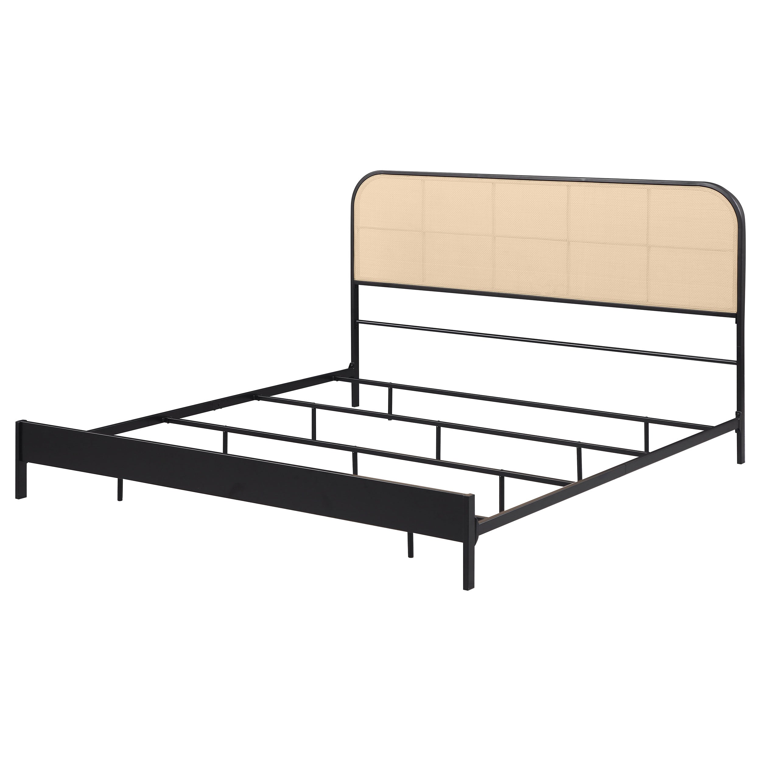 Amherst Radio Weave Rattan Metal Eastern King Bed Black-