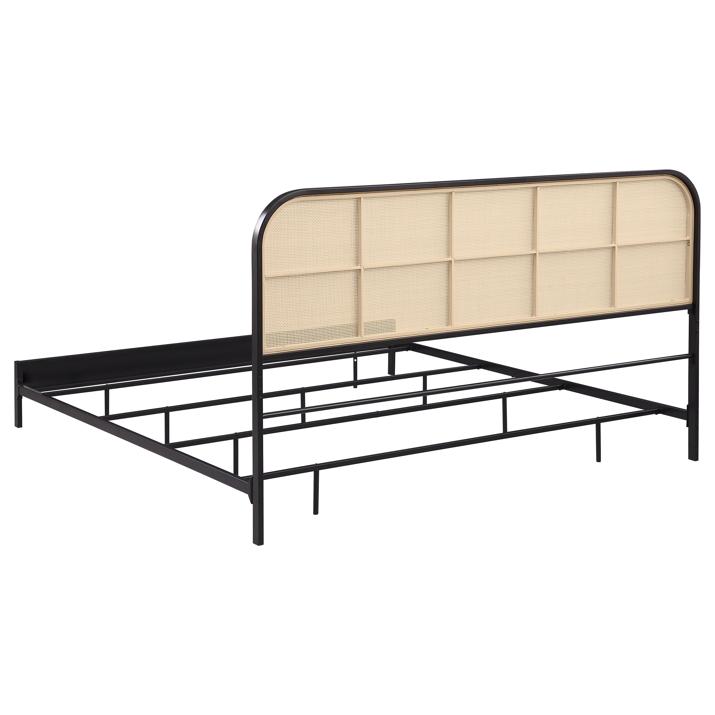 Amherst Radio Weave Rattan Metal Eastern King Bed Black-