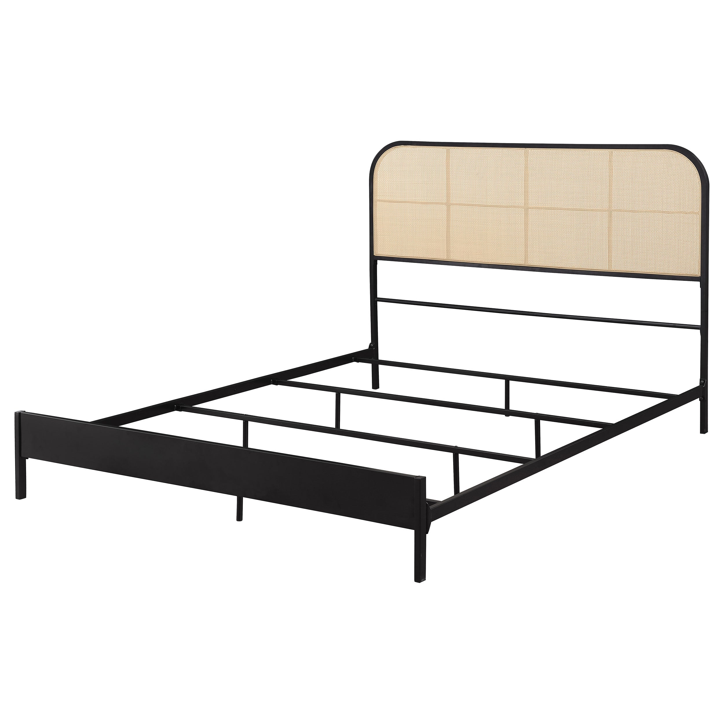 Amherst Radio Weave Rattan Metal Queen Bed Black-