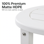 White HDPE Outdoor Side Table - 16 in. Round All-Weather Patio End Table