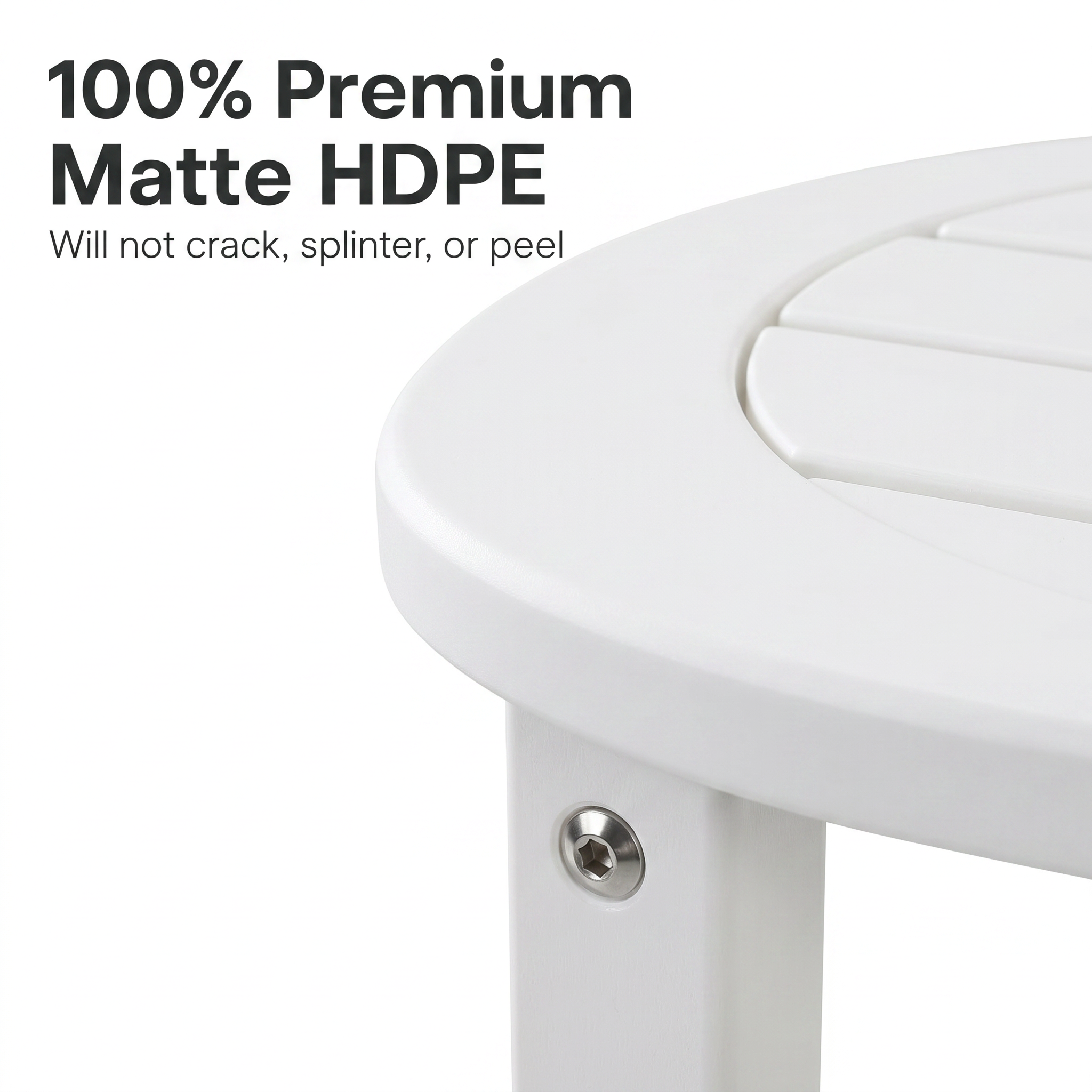 White HDPE Outdoor Side Table - 16 in. Round All-Weather Patio End Table