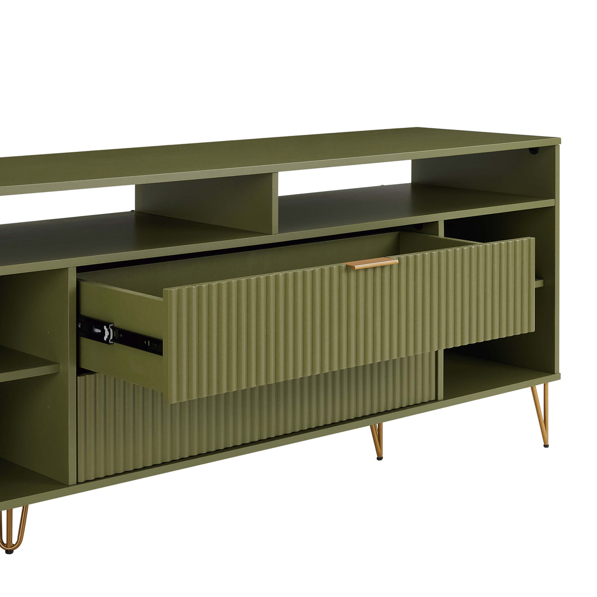 Dumbo 63" Fluted TV Stand in Olive