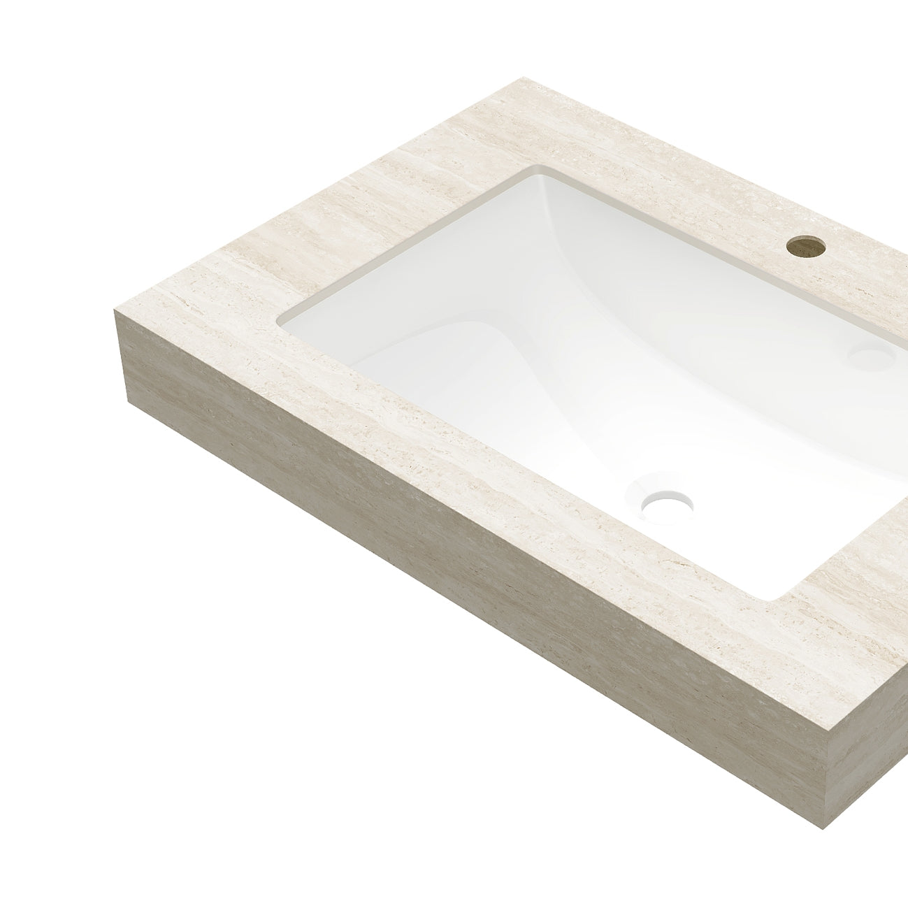 Roma Travertine-Pattern Sintered Stone Countertop with Ceramic Basin