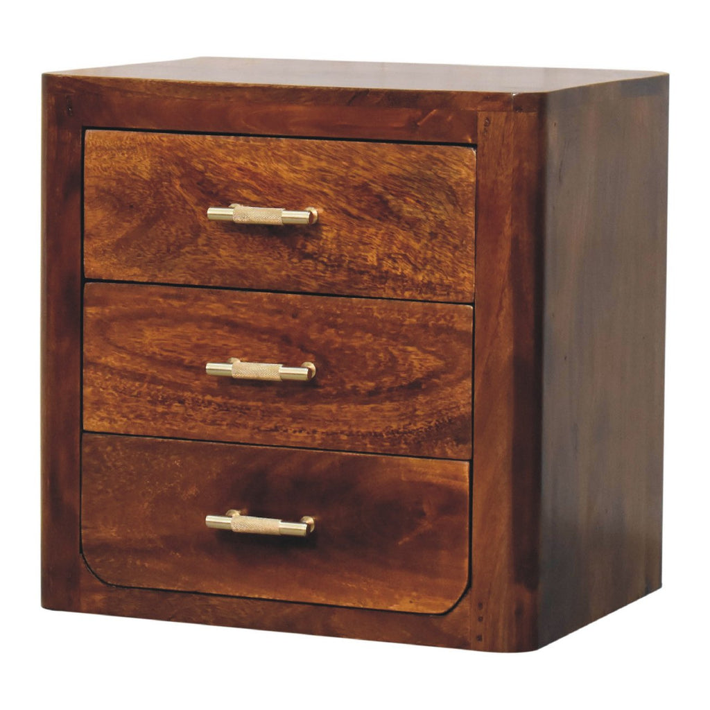 Luca Chestnut Nightstand with 3-Drawers