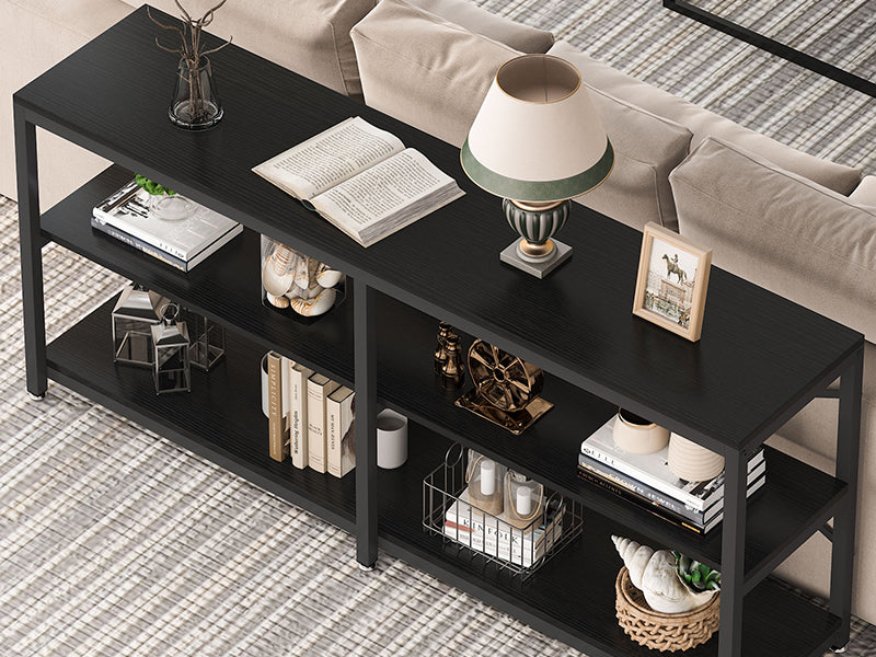 70.9" Extra Long Console Table with Storage Shelves