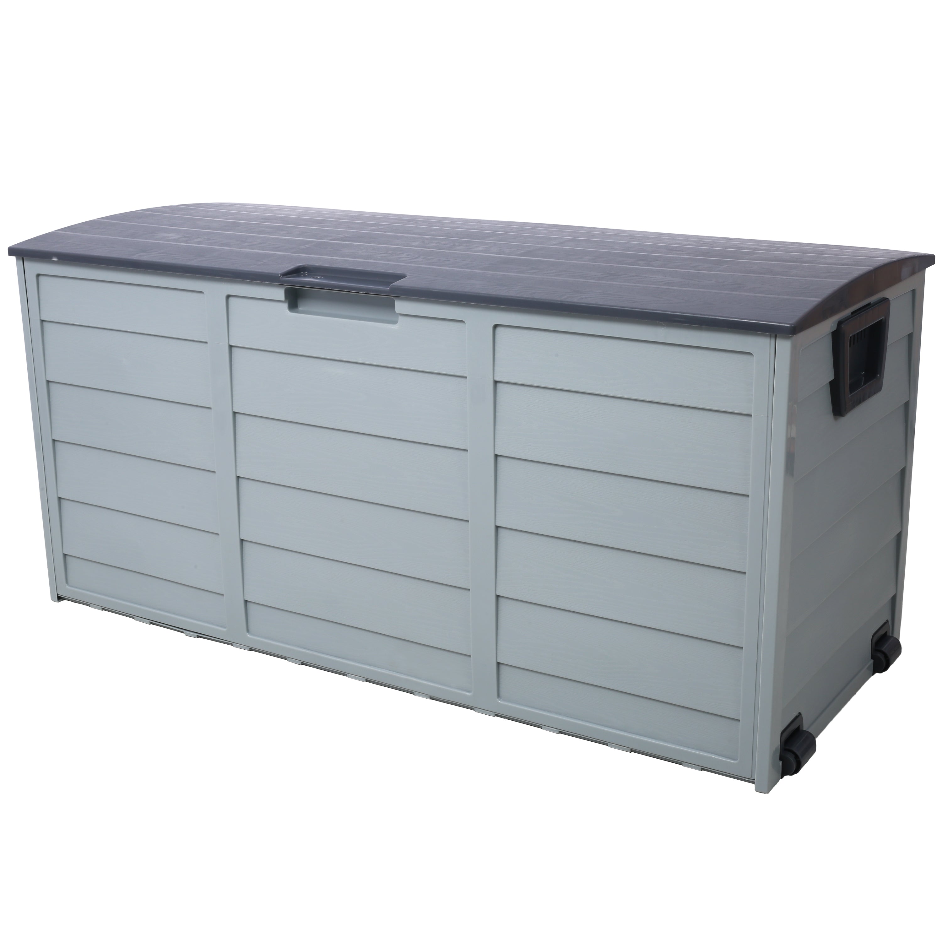 75 Gallon Resin Deck Box with Wheels for Outdoor Storage