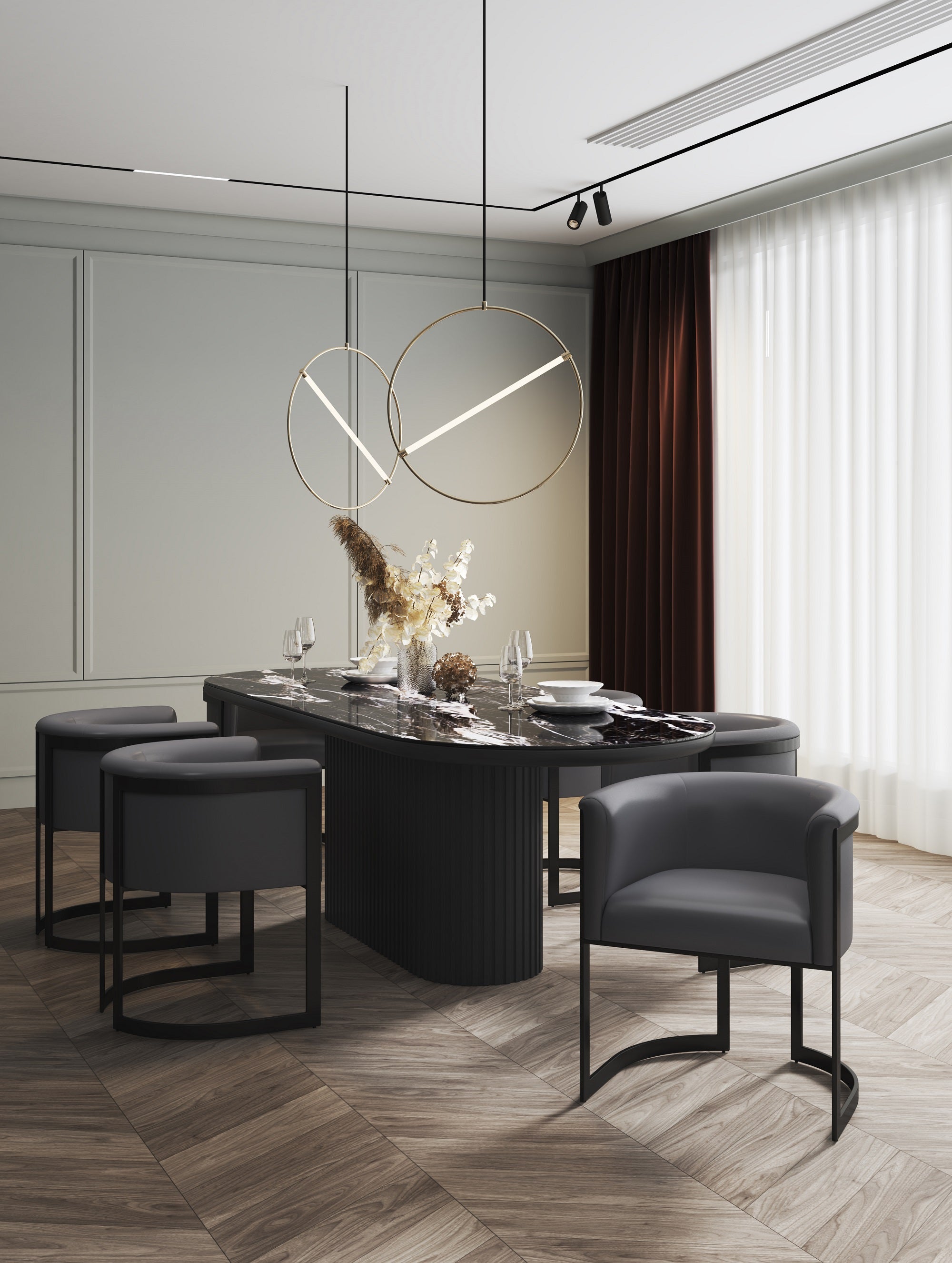 Corso Metal Vegan Leather Dining Chair in Graphite