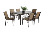 7 Pieces Patio Dining Set with Rectangular Table and 6 Stackable Chairs