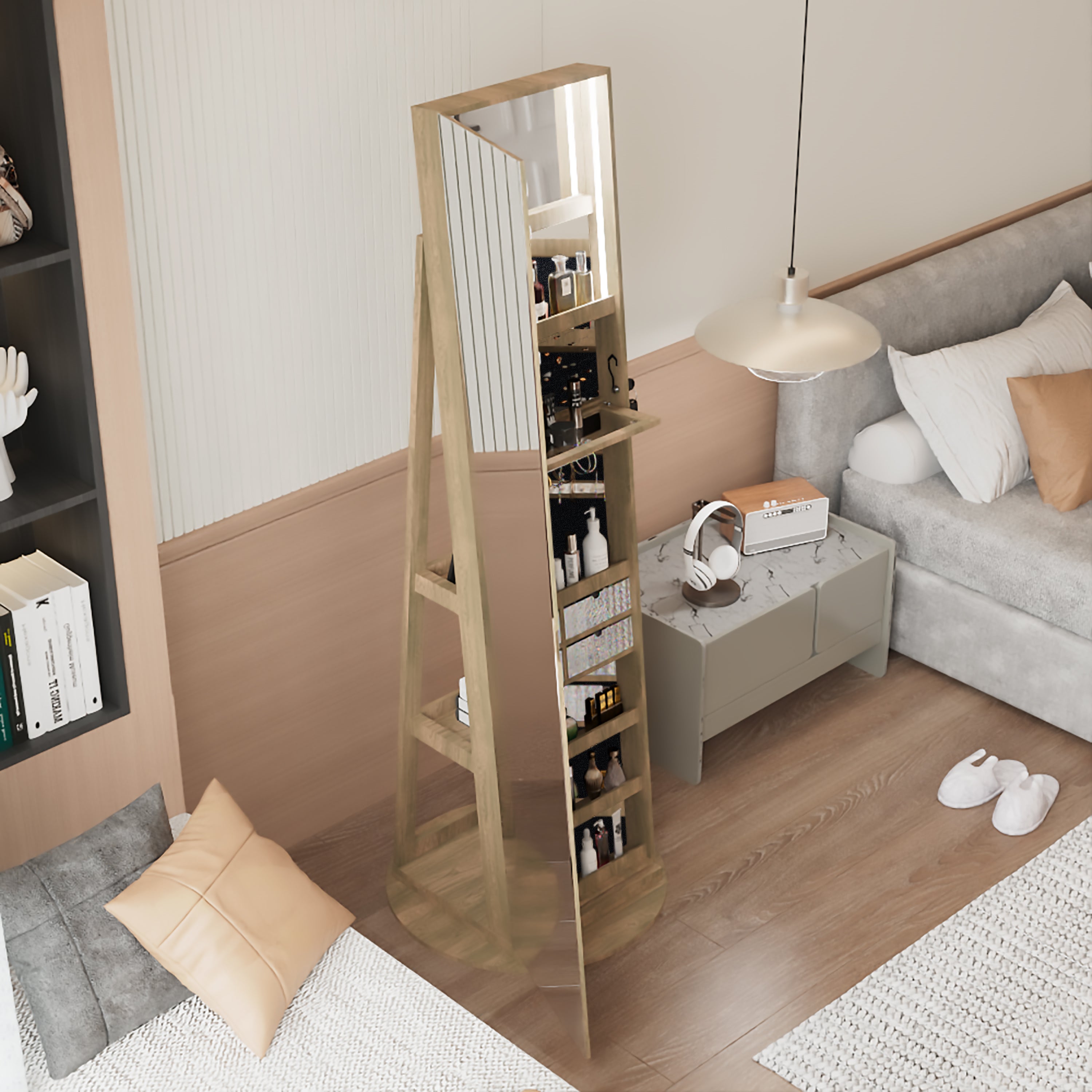 360° Swivel Jewelry Cabinet with Full Length Mirror