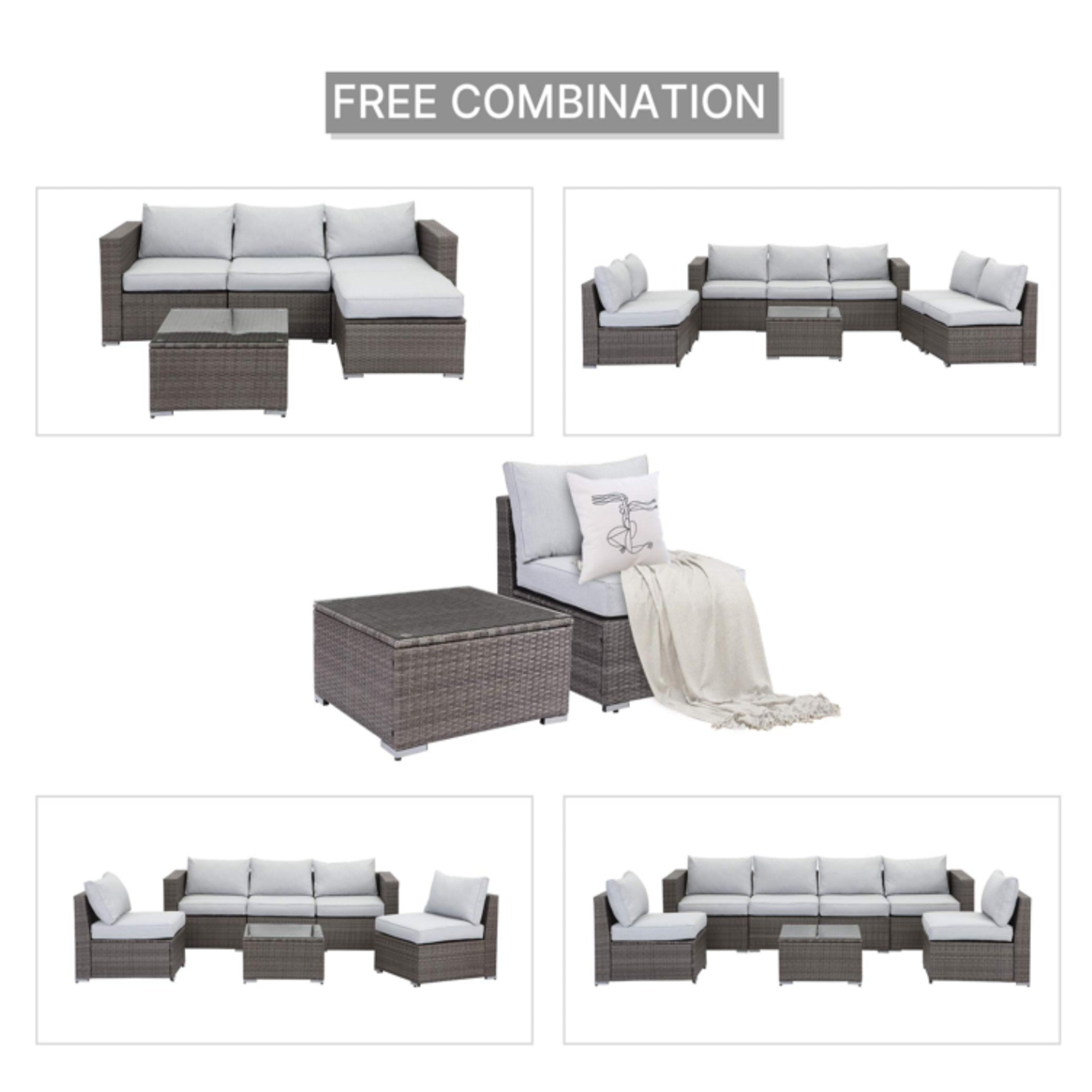 2-Piece All-Weather Outdoor Rattan Patio Furniture Set