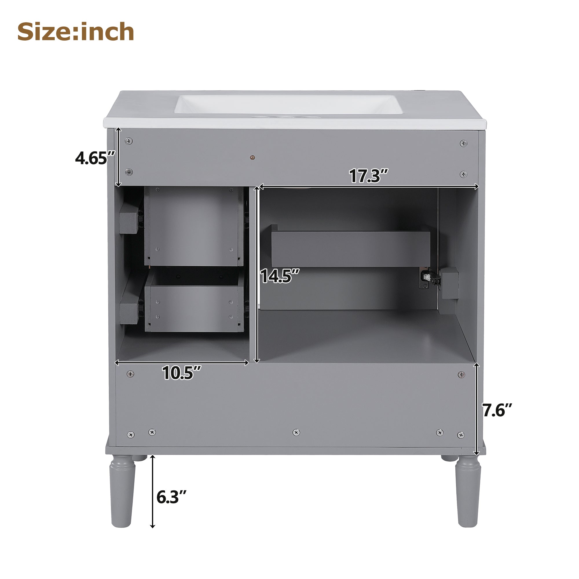 30" Bathroom Vanity with Ceramic Sink, Soft-Close Door and Ample Storage