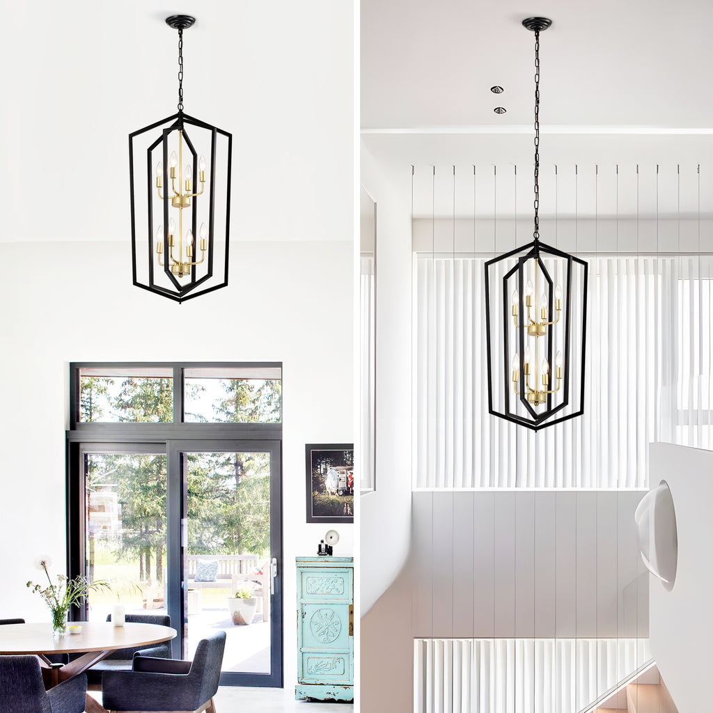 8-Light Lantern Tired Farmhouse Ceiling Hanging Light