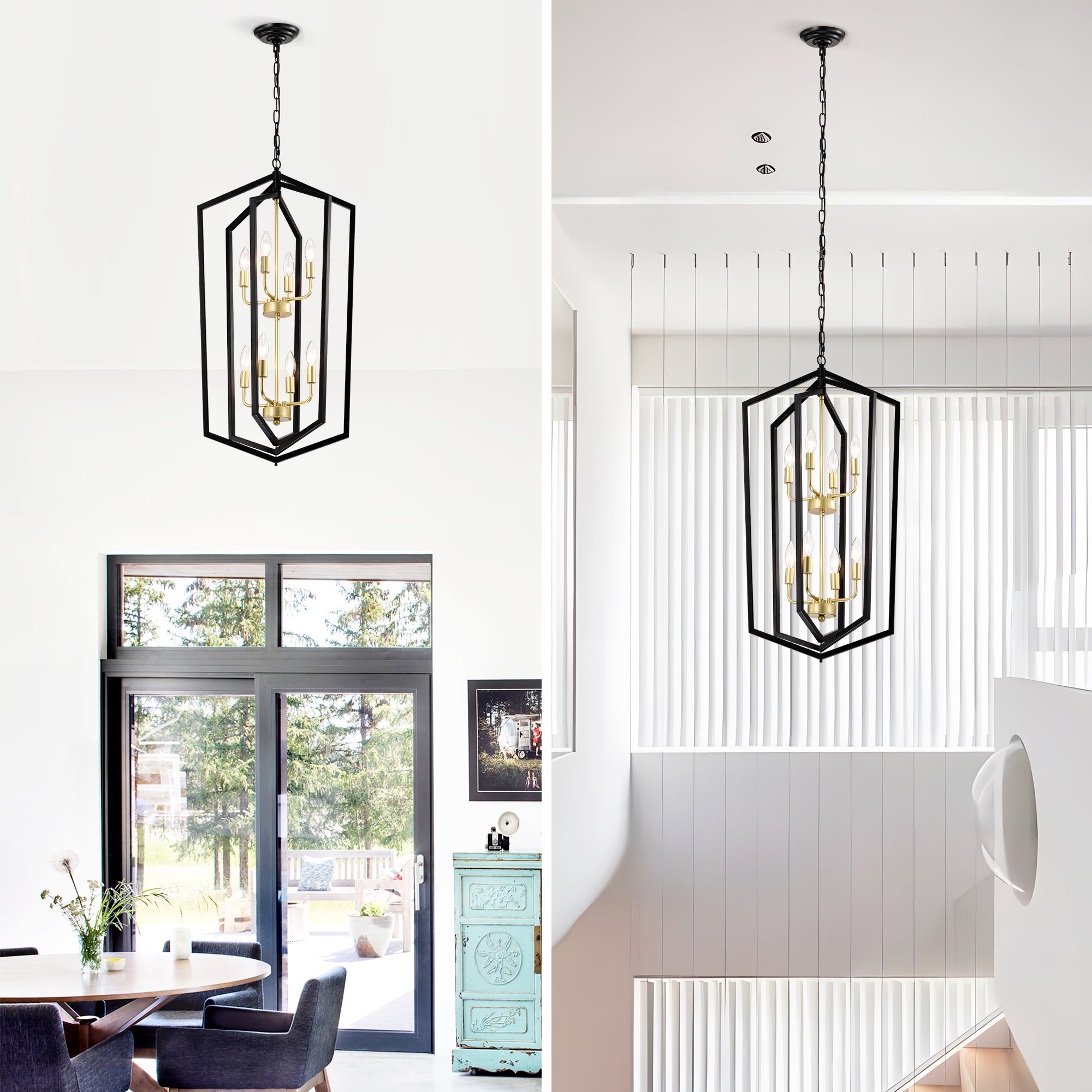 8-Light Lantern Tired Farmhouse Ceiling Hanging Light