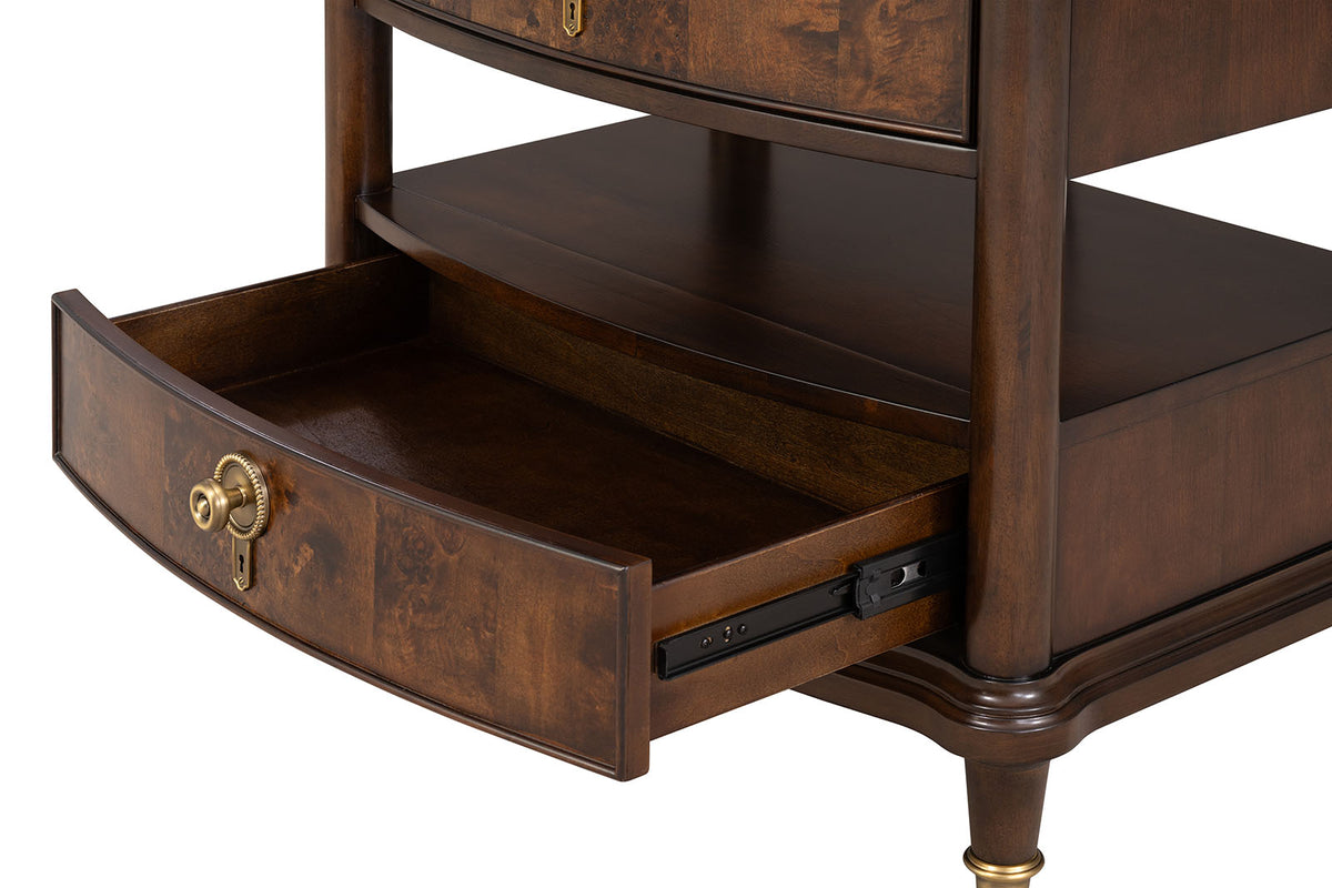 Traditional Style 1pc Nightstand Power Outlet Round Key Knobs