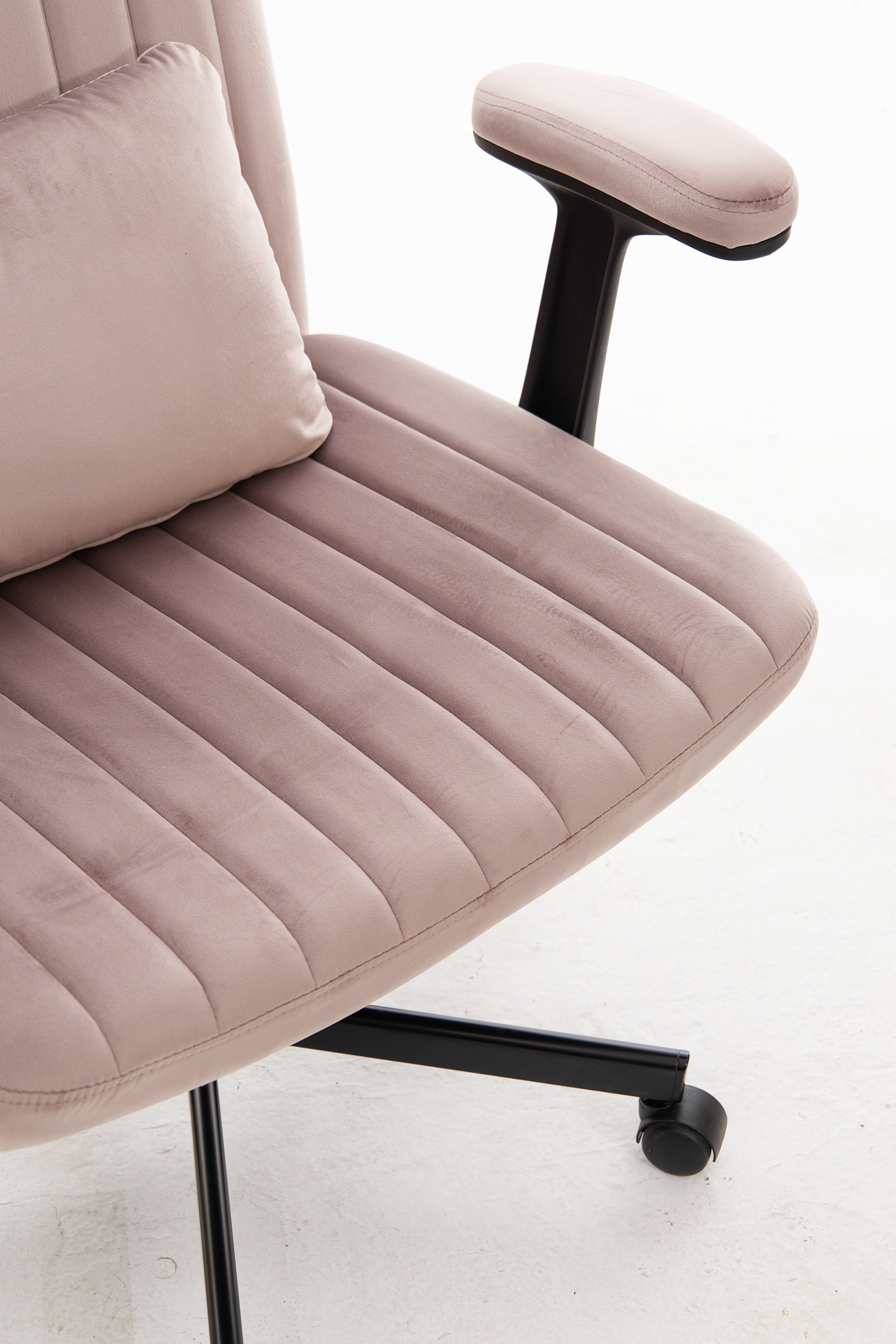 Pink Velvet Criss Cross Armrest Office Chair