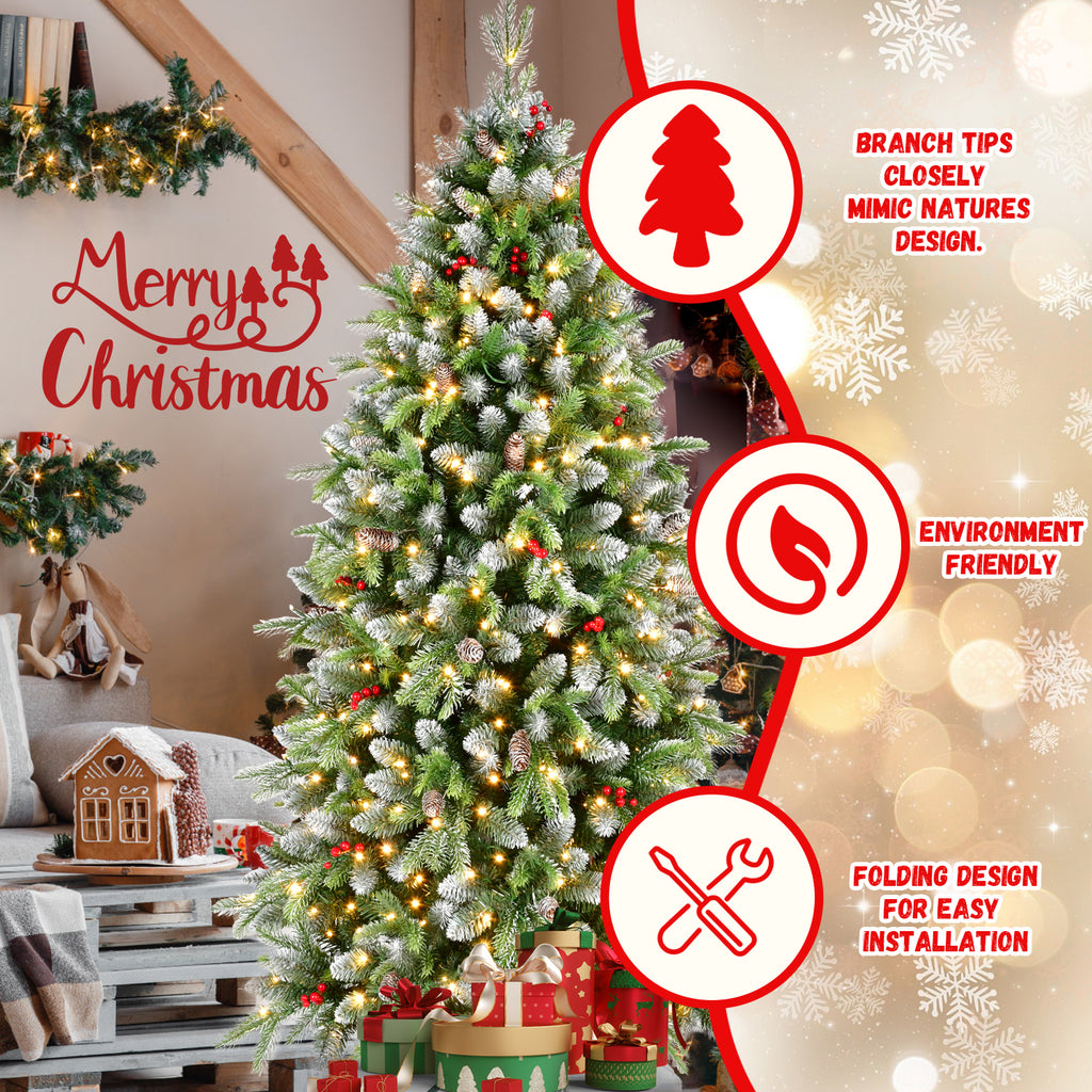 6ft Pre-Lit Artificial Christmas Tree with 380 Warm White Lights