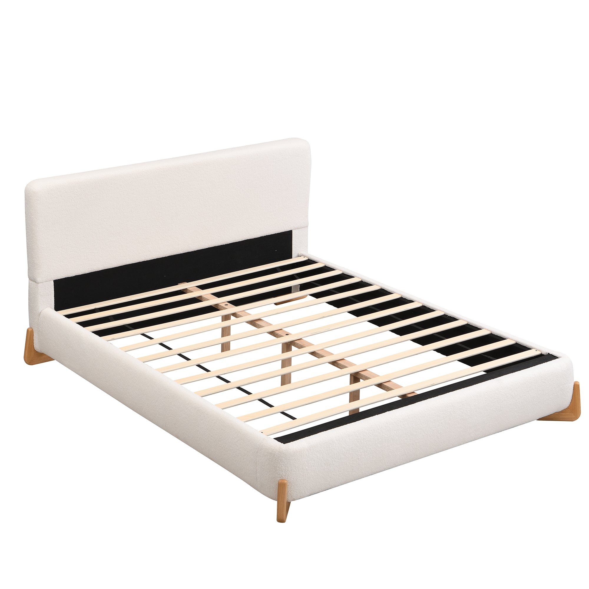Elegant Boucle Upholstered Bed in Queen Size