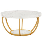 Modern Round Coffee Table - 31.7" 2 Tier Coffee Table