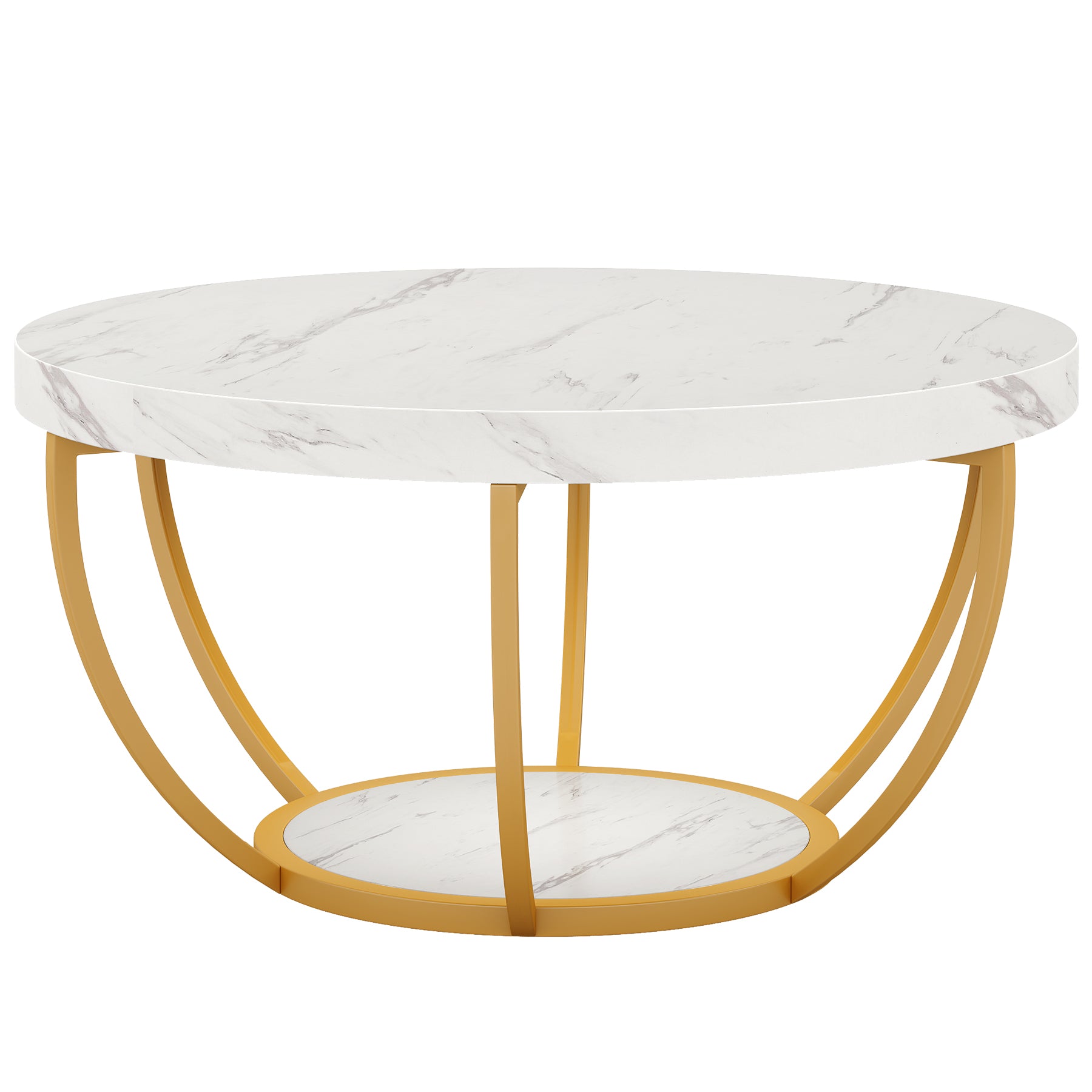 Modern Round Coffee Table - 31.7" 2 Tier Coffee Table