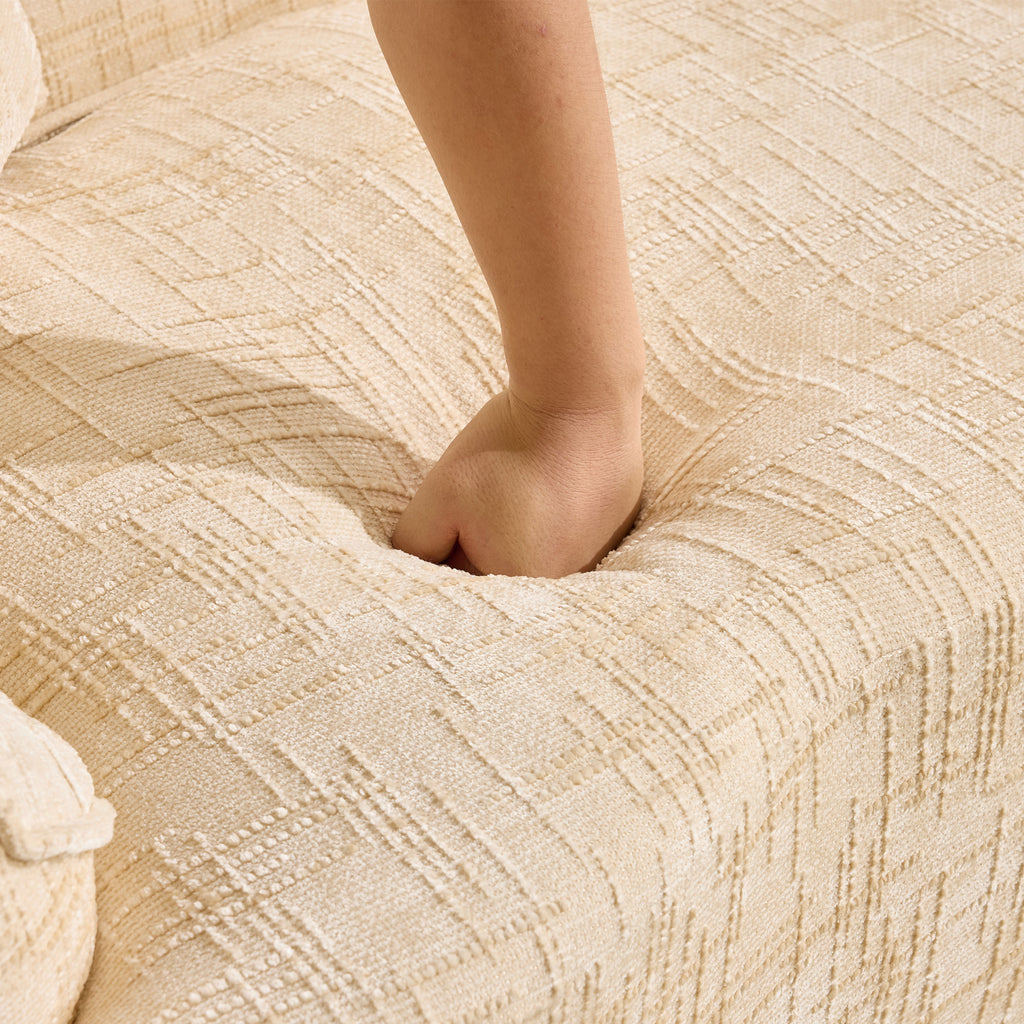 Beige Curved Two-Person Compress Sofa