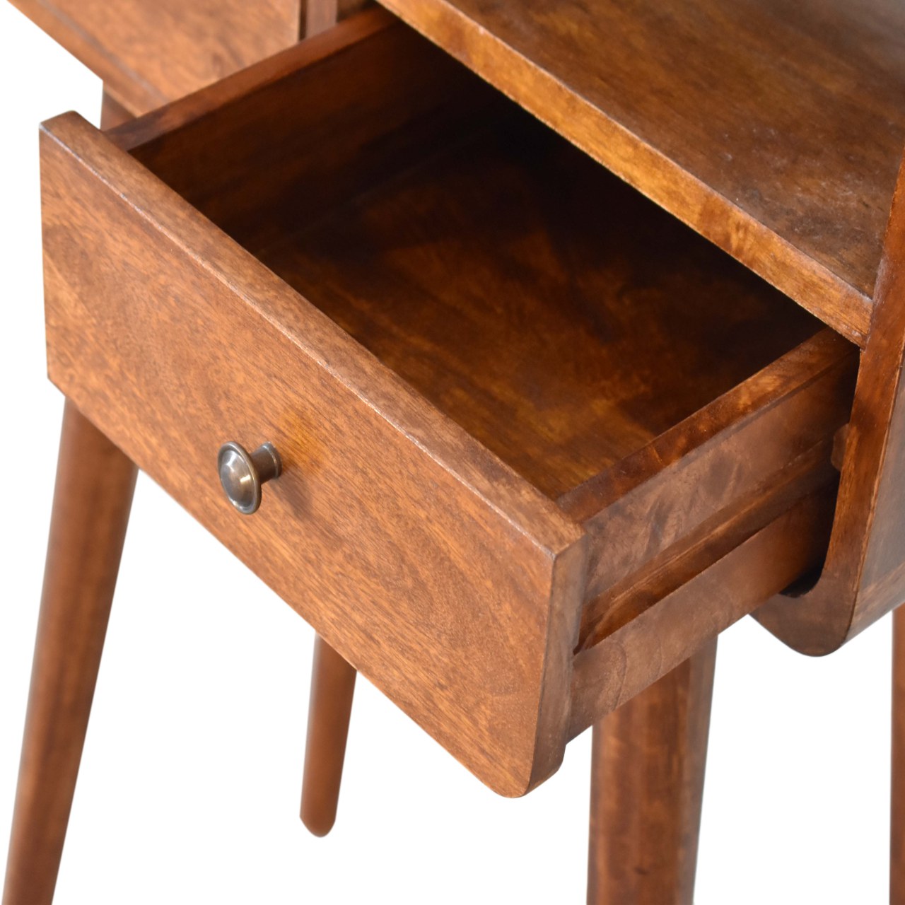 Solid Wood Mini Console Table, 2-Drawers, 1 Open Slot
