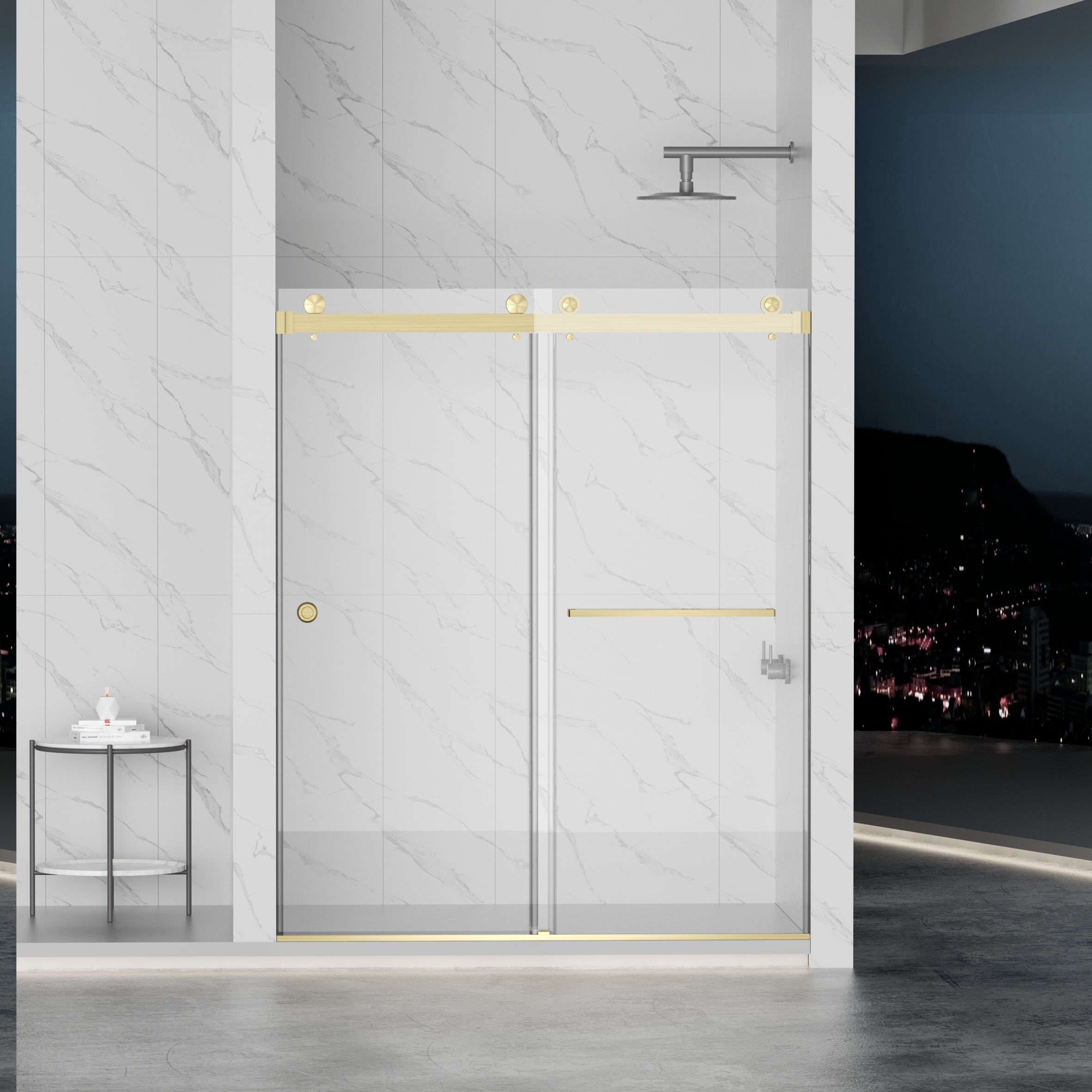 Frameless Shower Door with Double Sliding Mechanism