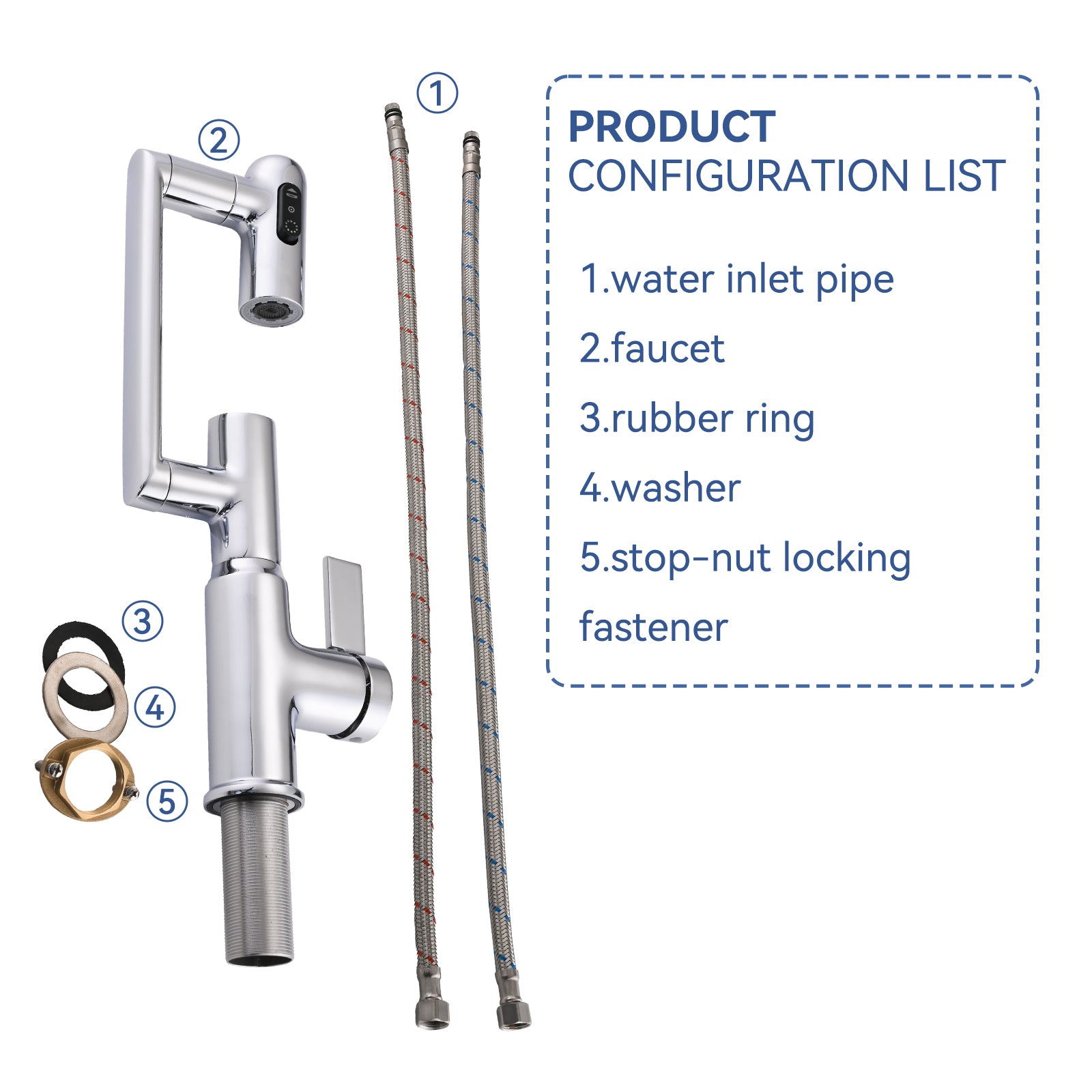 Chrome Bathroom Sink Faucet with Spray Function