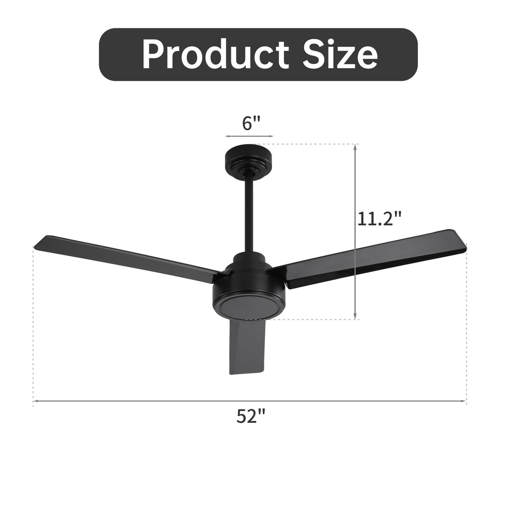52" Outdoor Ceiling Fan Without Light - 3 ABS Blades