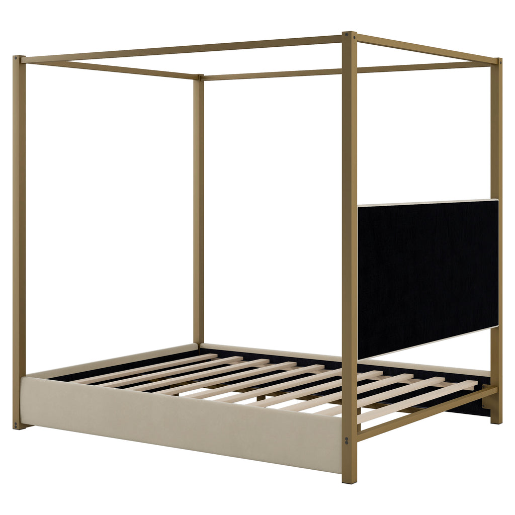 Queen Size Upholstery Canopy Platform Bed with Headboard