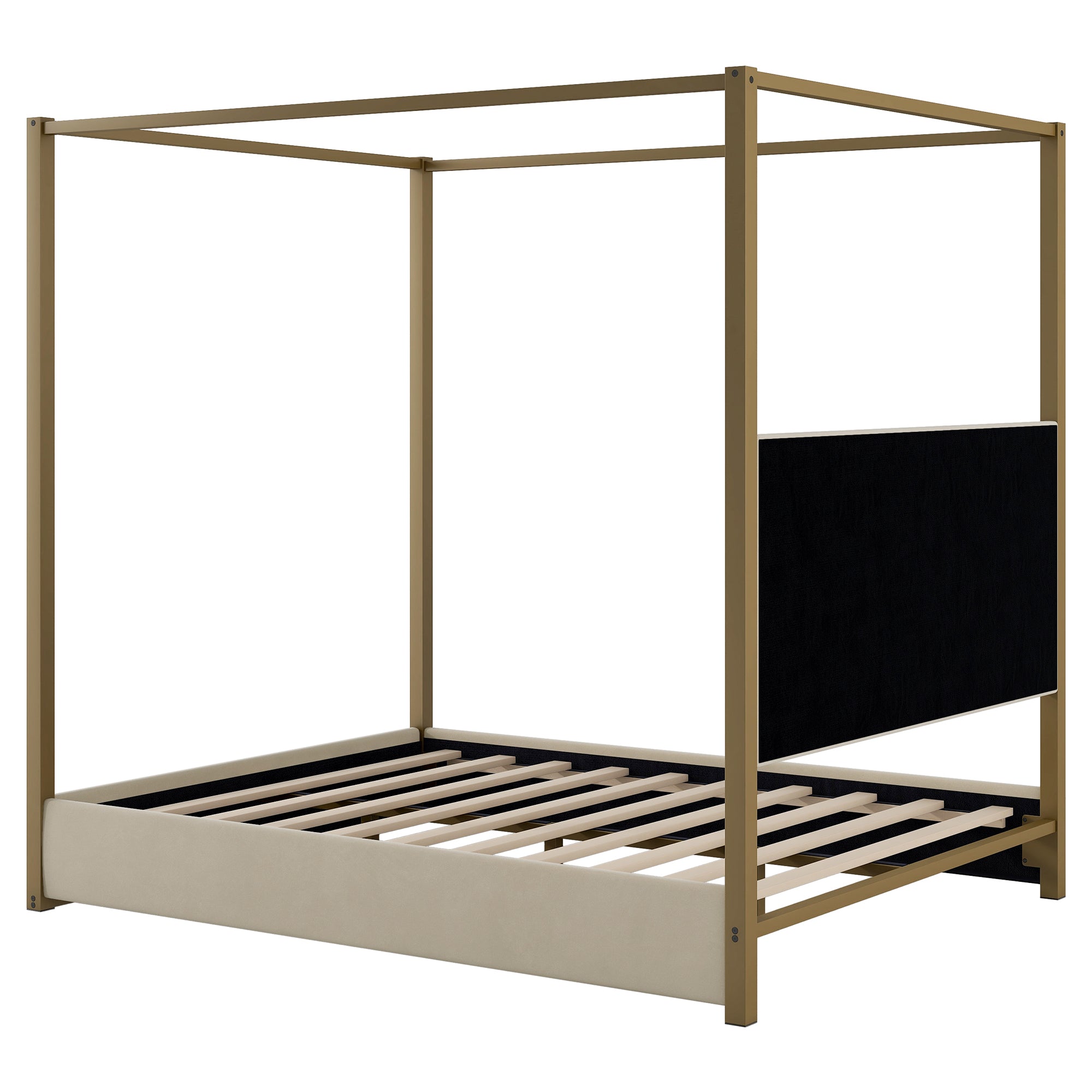 Queen Size Upholstery Canopy Platform Bed with Headboard