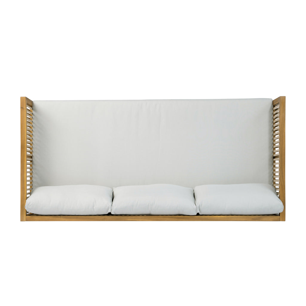 Outdoor Patio Sofa with Acacia Wood and Rope Design