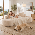 110.24" Fully Compressed Corduroy 2-Seater Couch with Lumbar Pillows