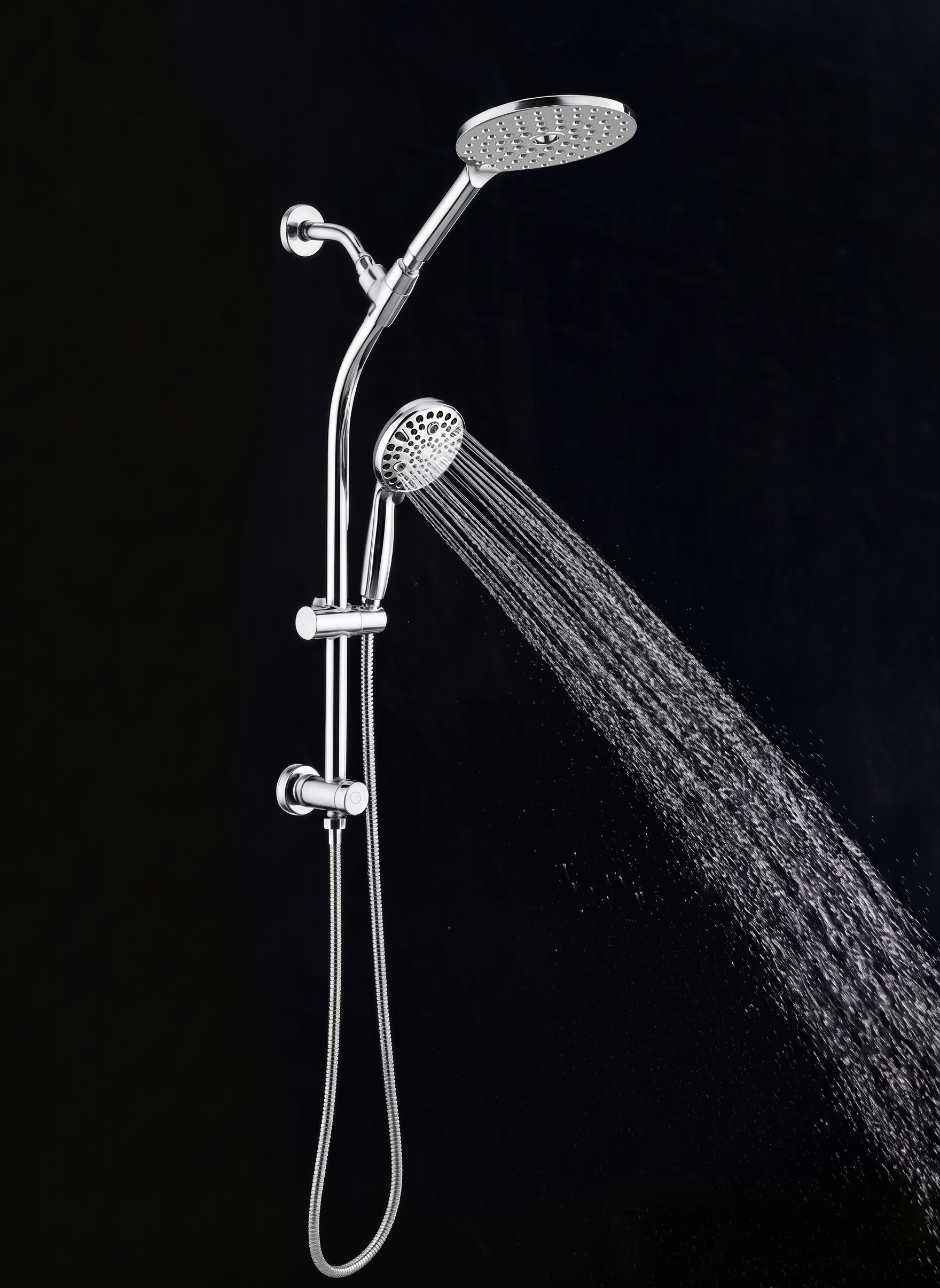 High Pressure Dual Shower Head Set - 26 Inch Tool-Free Adjustable Slide Bar